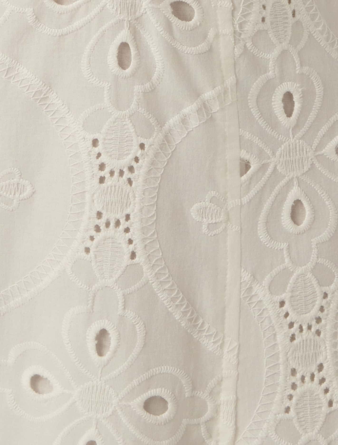 Levi Broderie Twist Front Midi Dress Porcelain