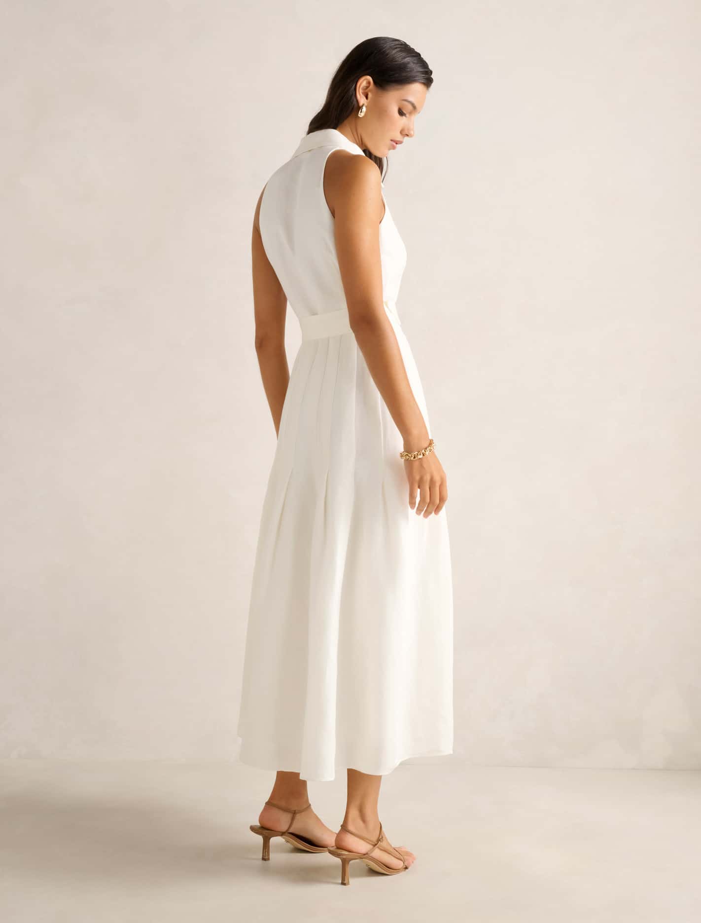 Lindsey Linen Tennis Dress Porcelain