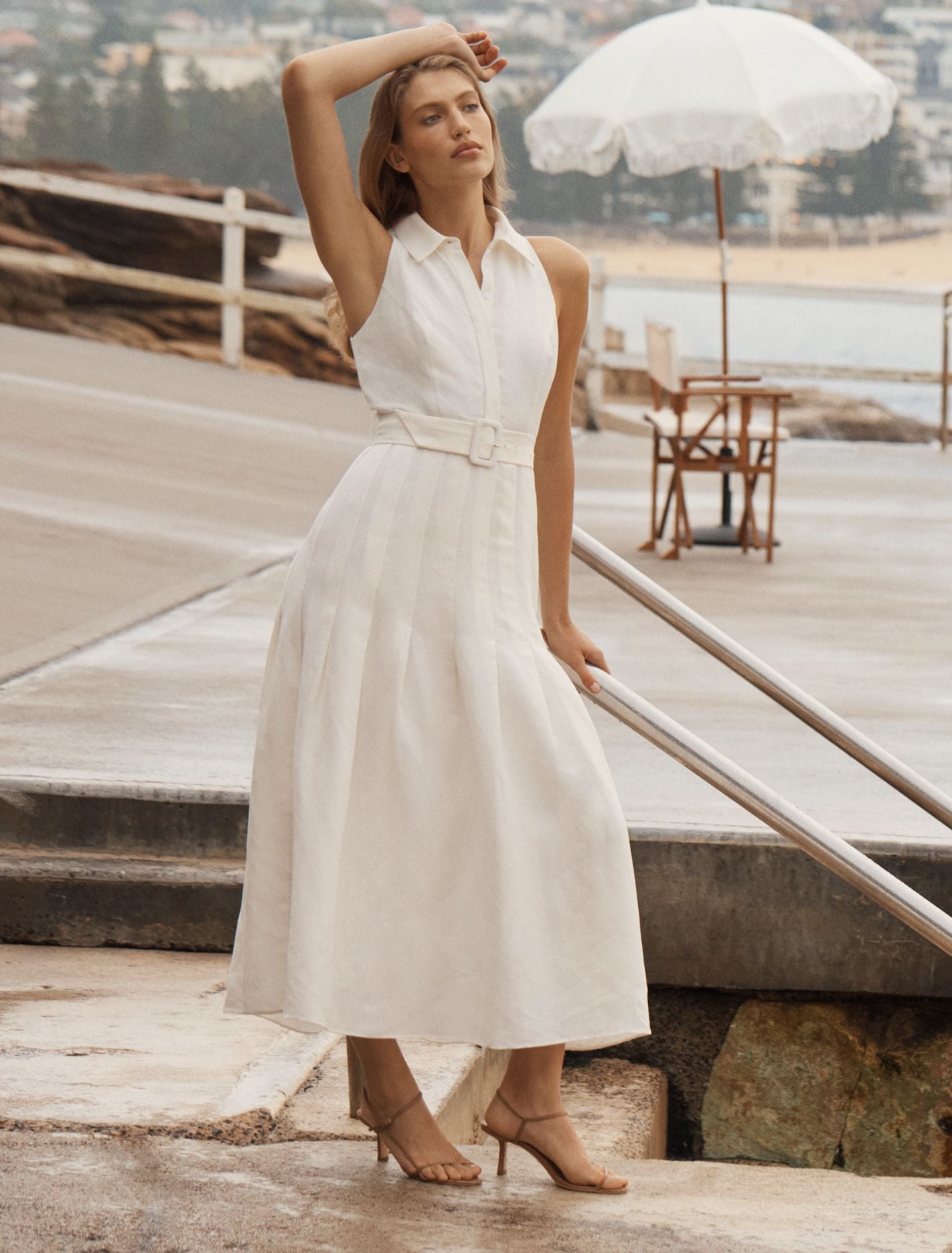 Lindsey Linen Tennis Dress Porcelain