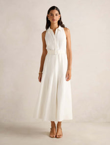 Lindsey Linen Tennis Dress Porcelain