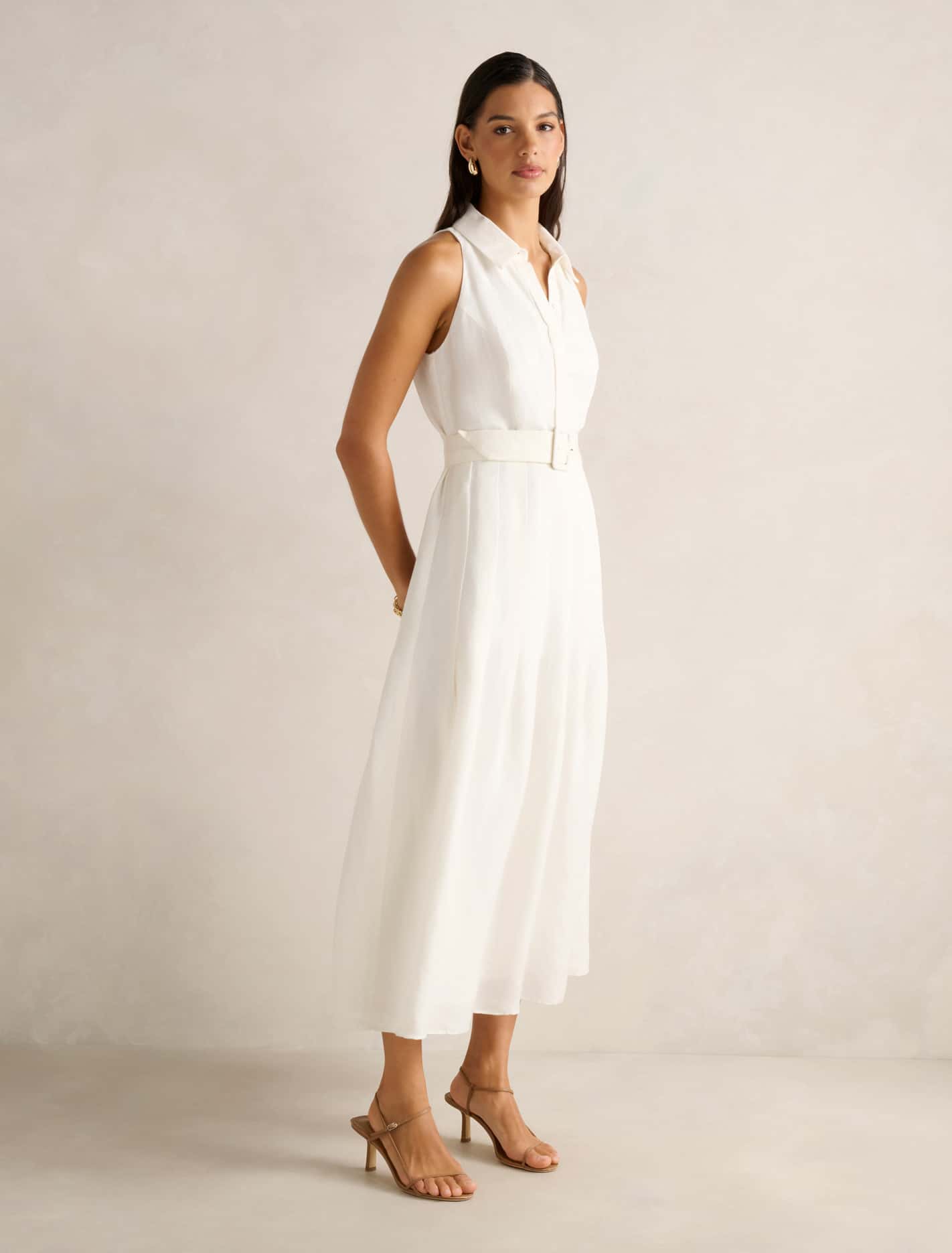 Lindsey Linen Tennis Dress Porcelain
