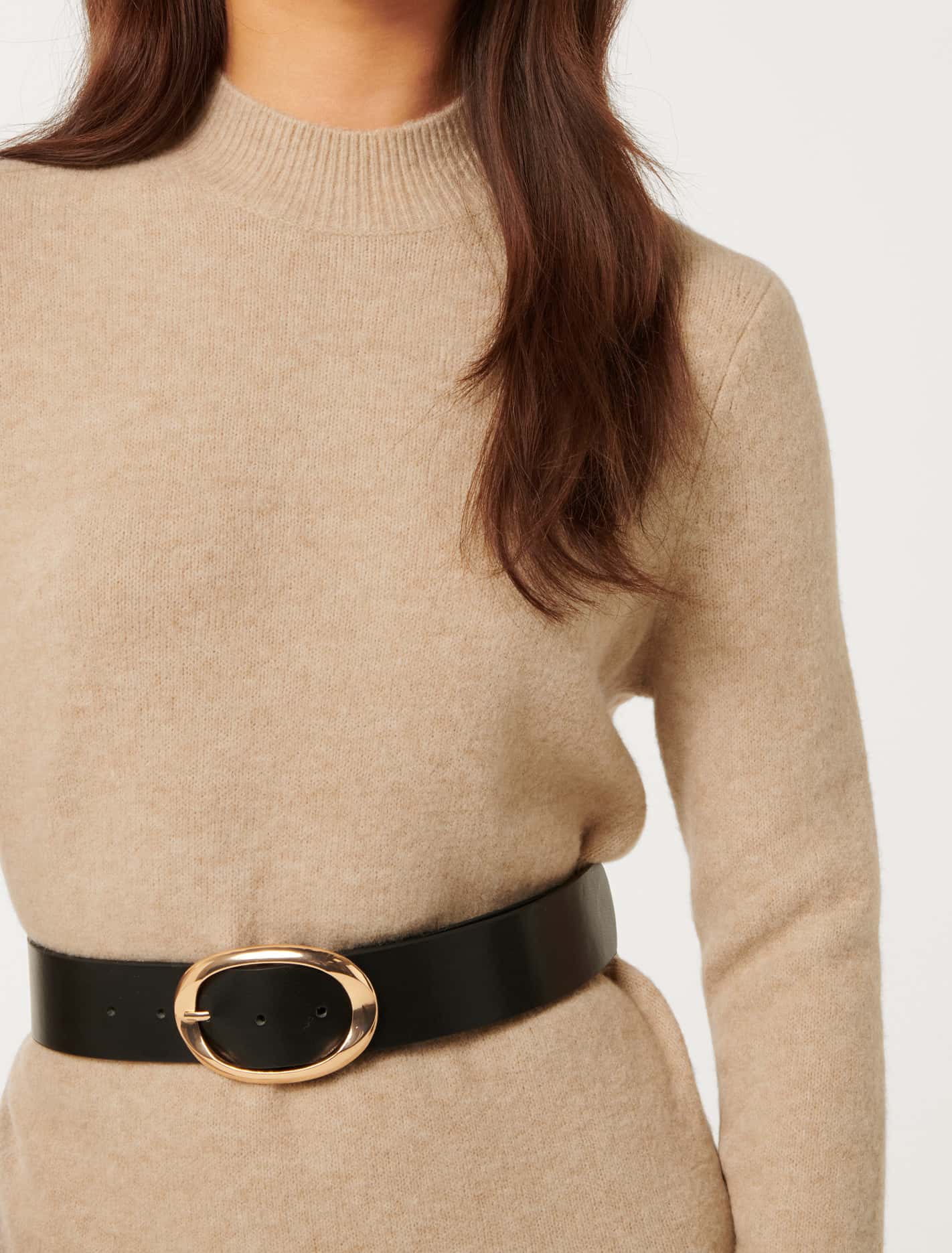 Annie Belted Knit Mini Dress oatmeal