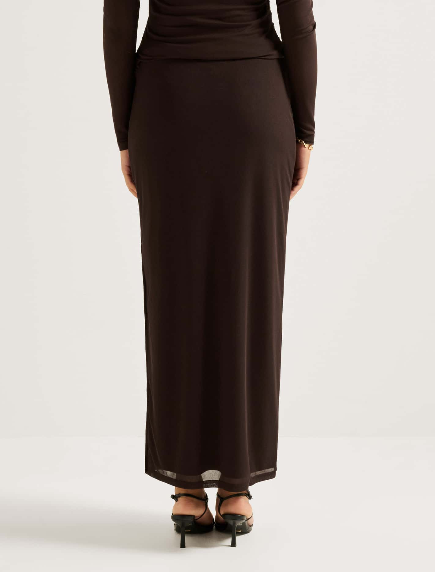 Mia Mesh Maxi Skirt Chocolate Co-ord