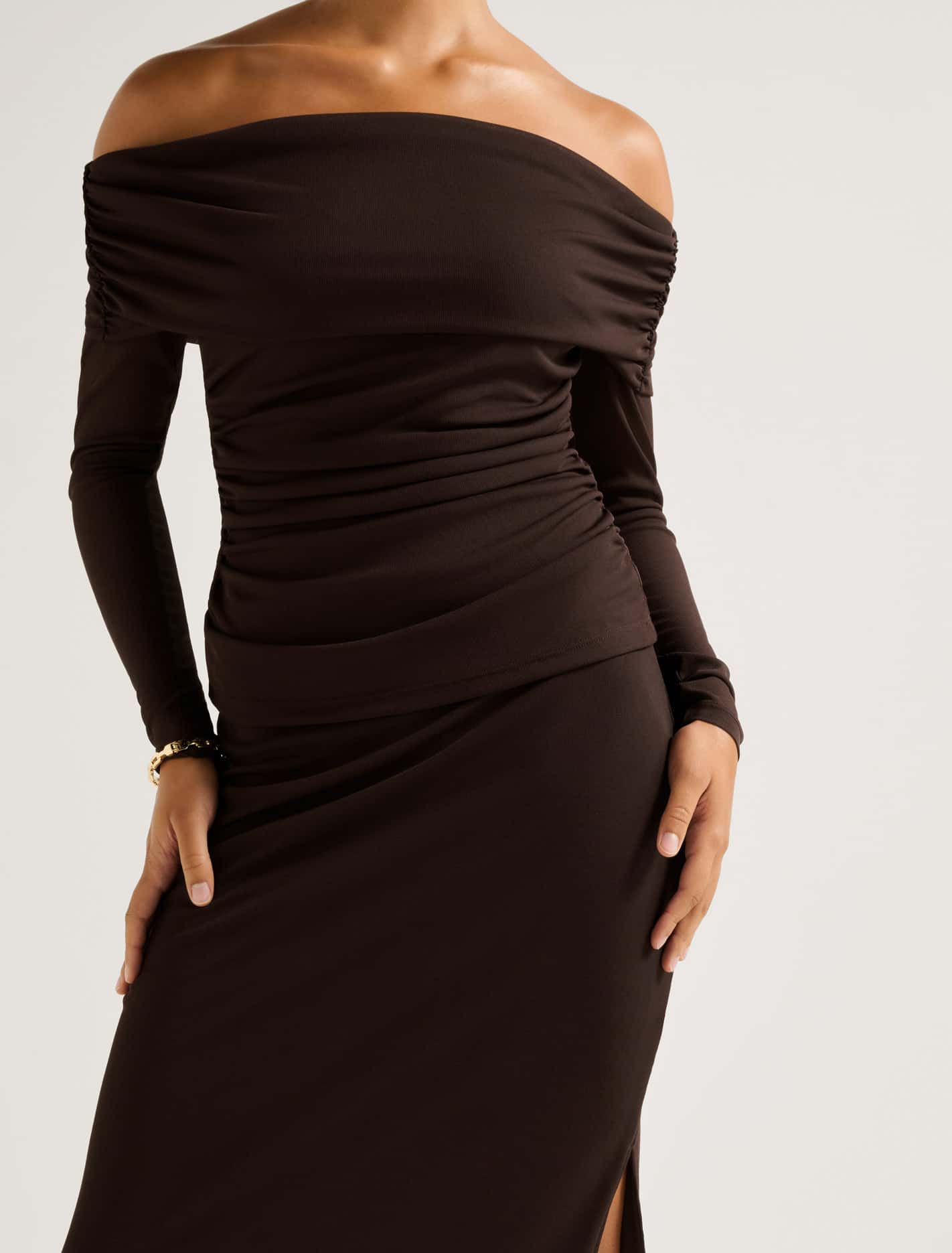 Mia Mesh Maxi Skirt Chocolate Co-ord