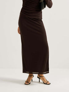 Mia Mesh Maxi Skirt Chocolate Co-ord