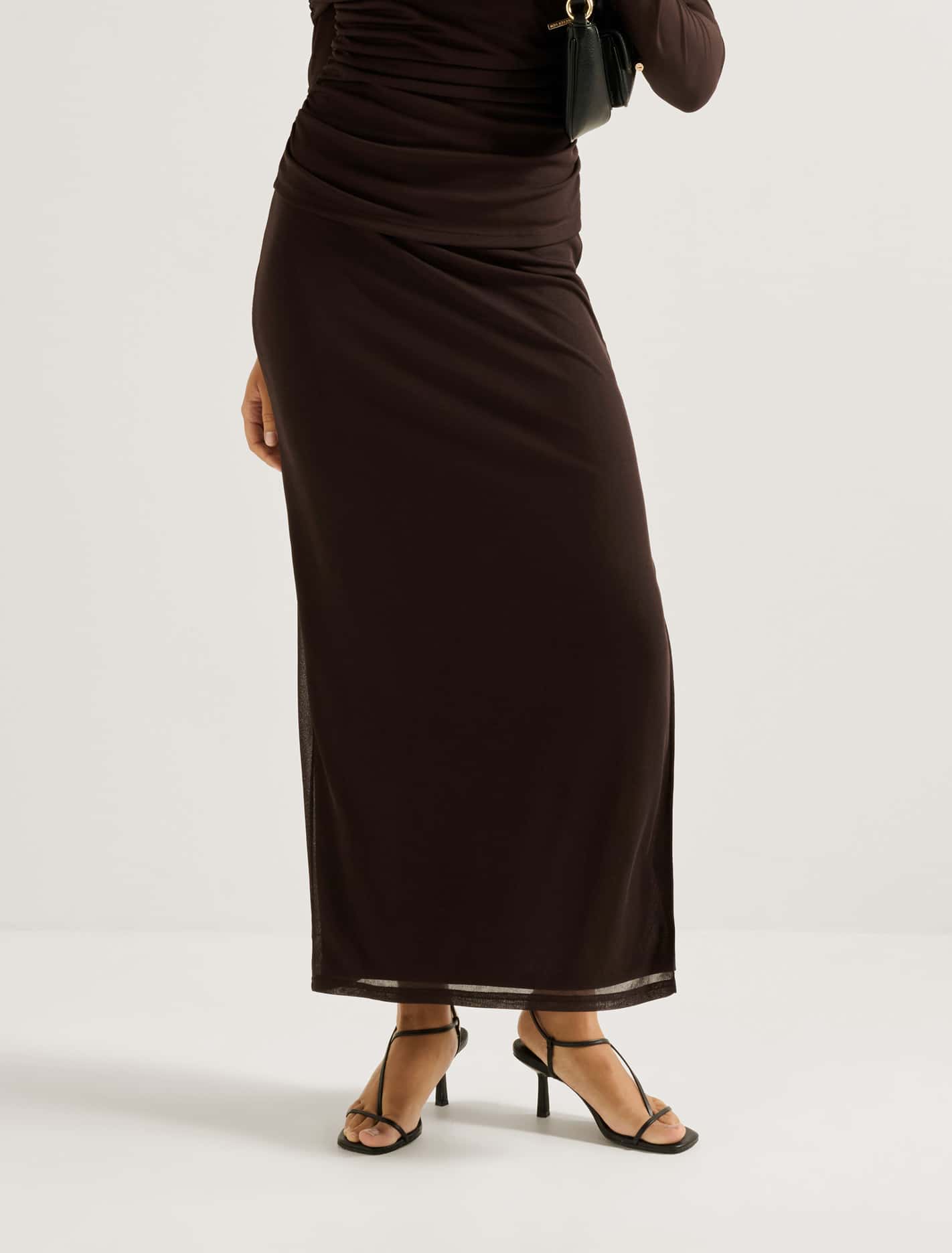 Mia Mesh Maxi Skirt Chocolate Co-ord