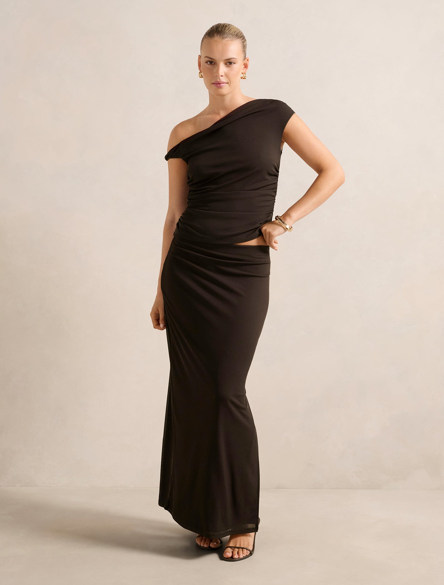 Mia Twist-Side Top Chocolate Co-ord