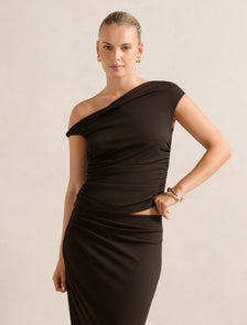 Mia Twist-Side Top Chocolate Co-ord