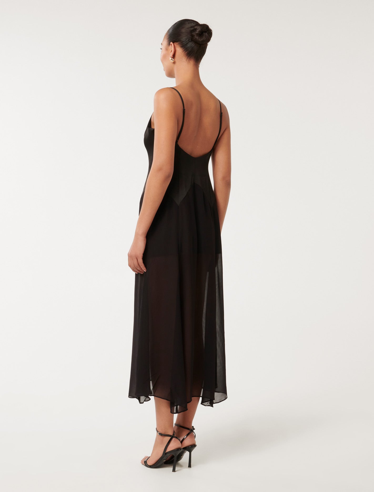Scarlett Sheer-Skirt Maxi Dress Black