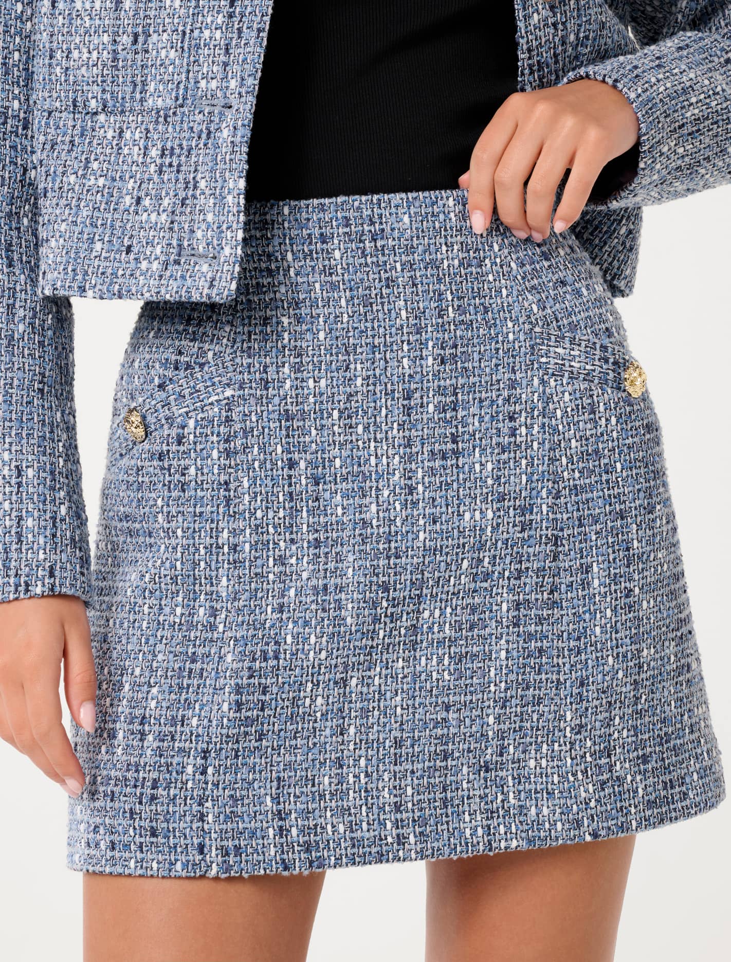 Marley Mini Skirt Blue Boucle Suit