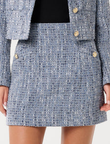 Marley Mini Skirt Blue Boucle Suit