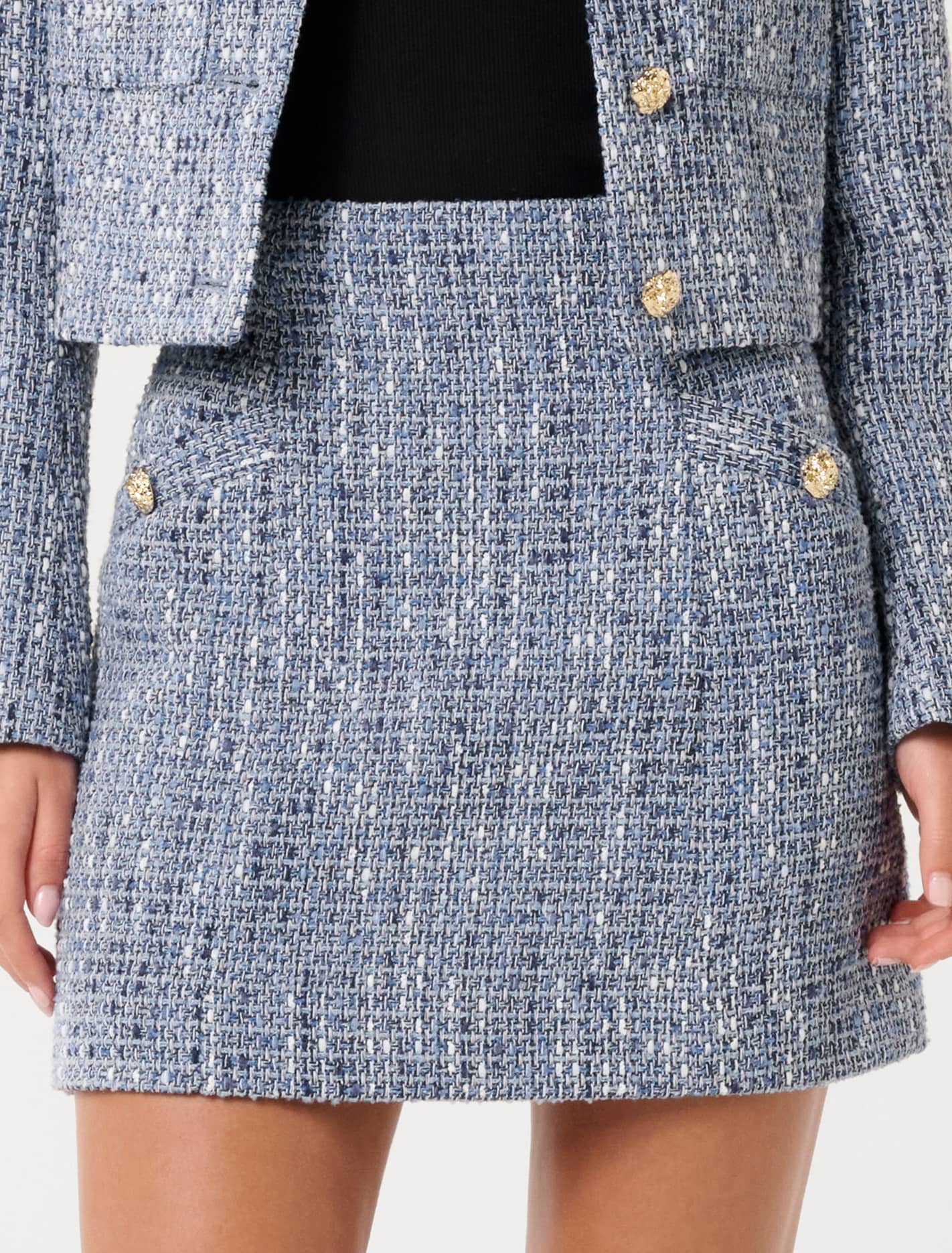 Marley Mini Skirt Blue Boucle Suit