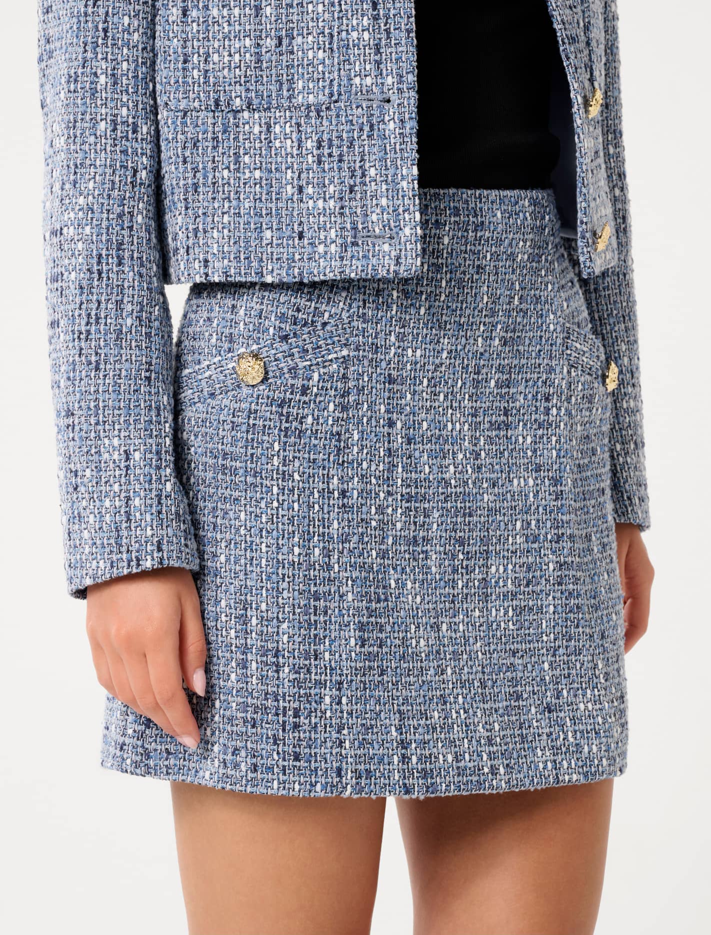 Marley Mini Skirt Blue Boucle Suit