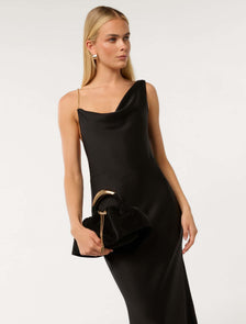 Signature Marigold Metal Handle Clutch Black