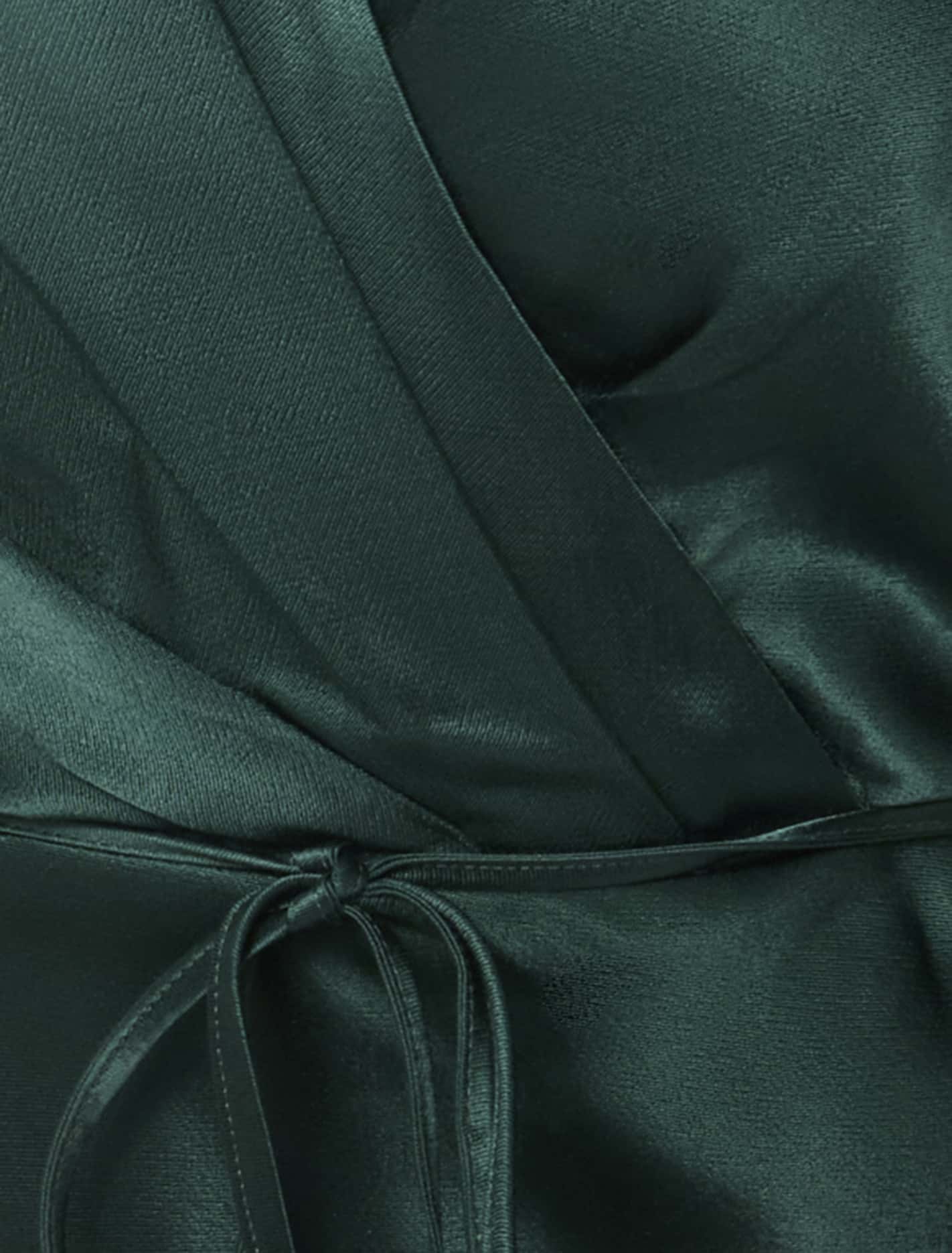 Chelsea Petite Flutter-Sleeve Satin Maxi Dress Forest Moss
