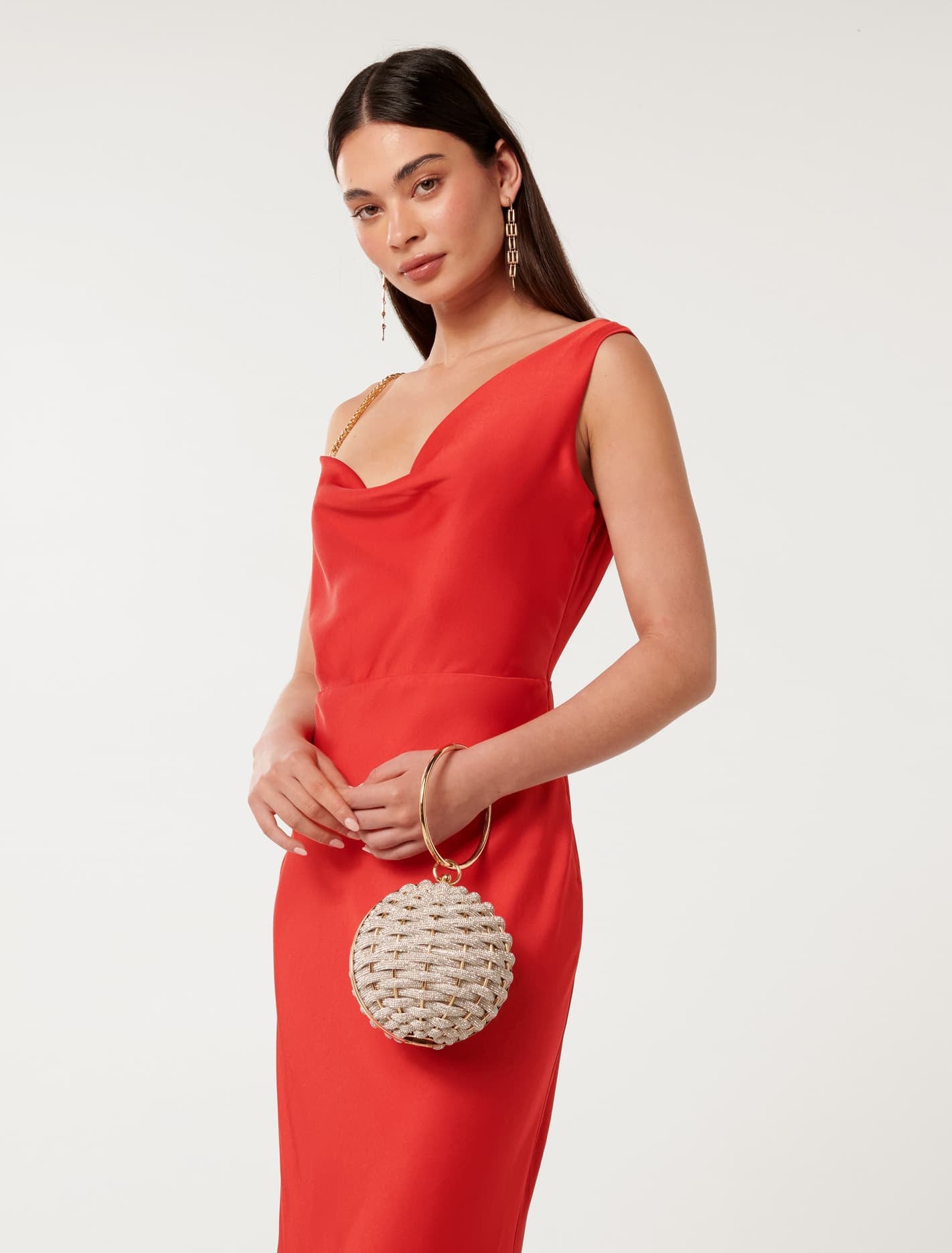 Signature Wynnie Woven Round Clutch Silver