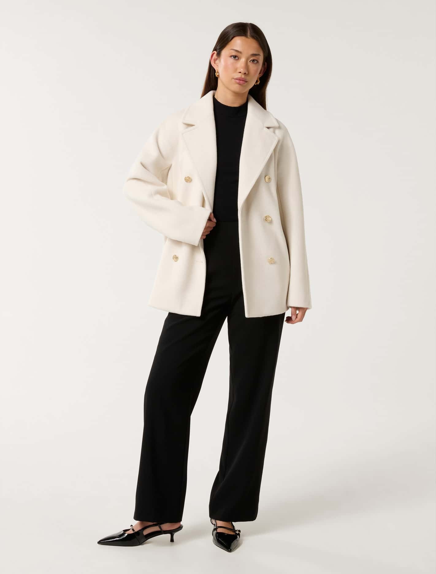 Bianca DB Mid Length Coat Cream