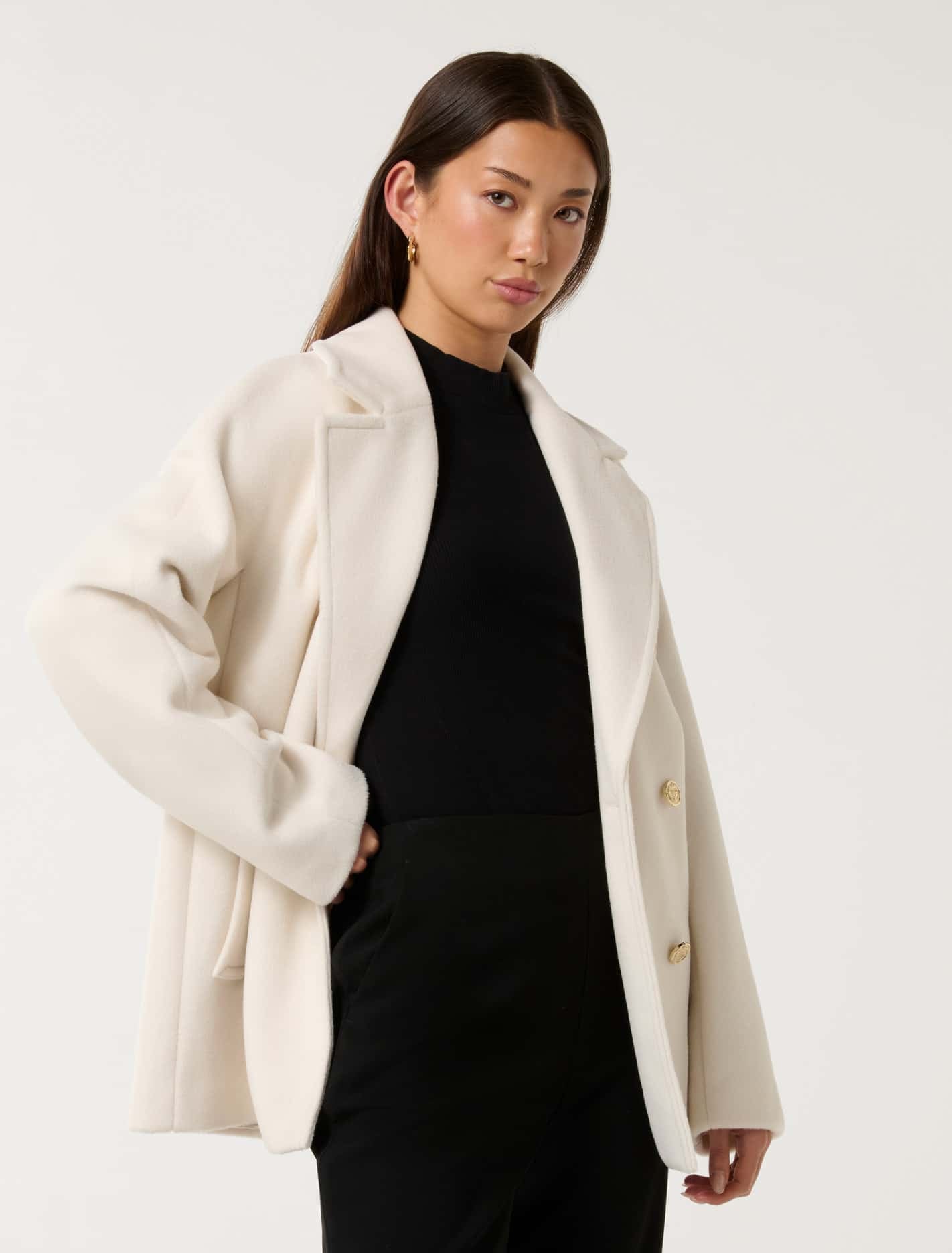 Bianca DB Mid Length Coat Cream