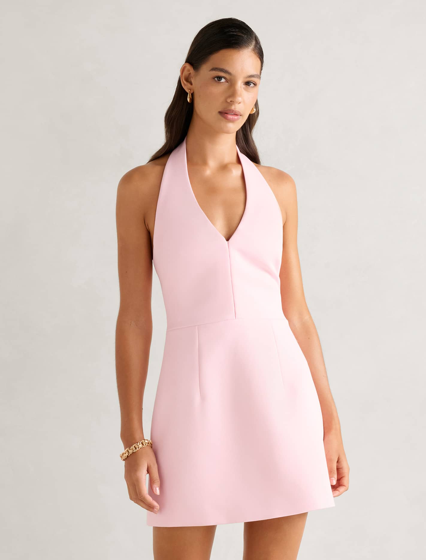 Ricki Halter Hook and Eye Mini Dress Soft Pink