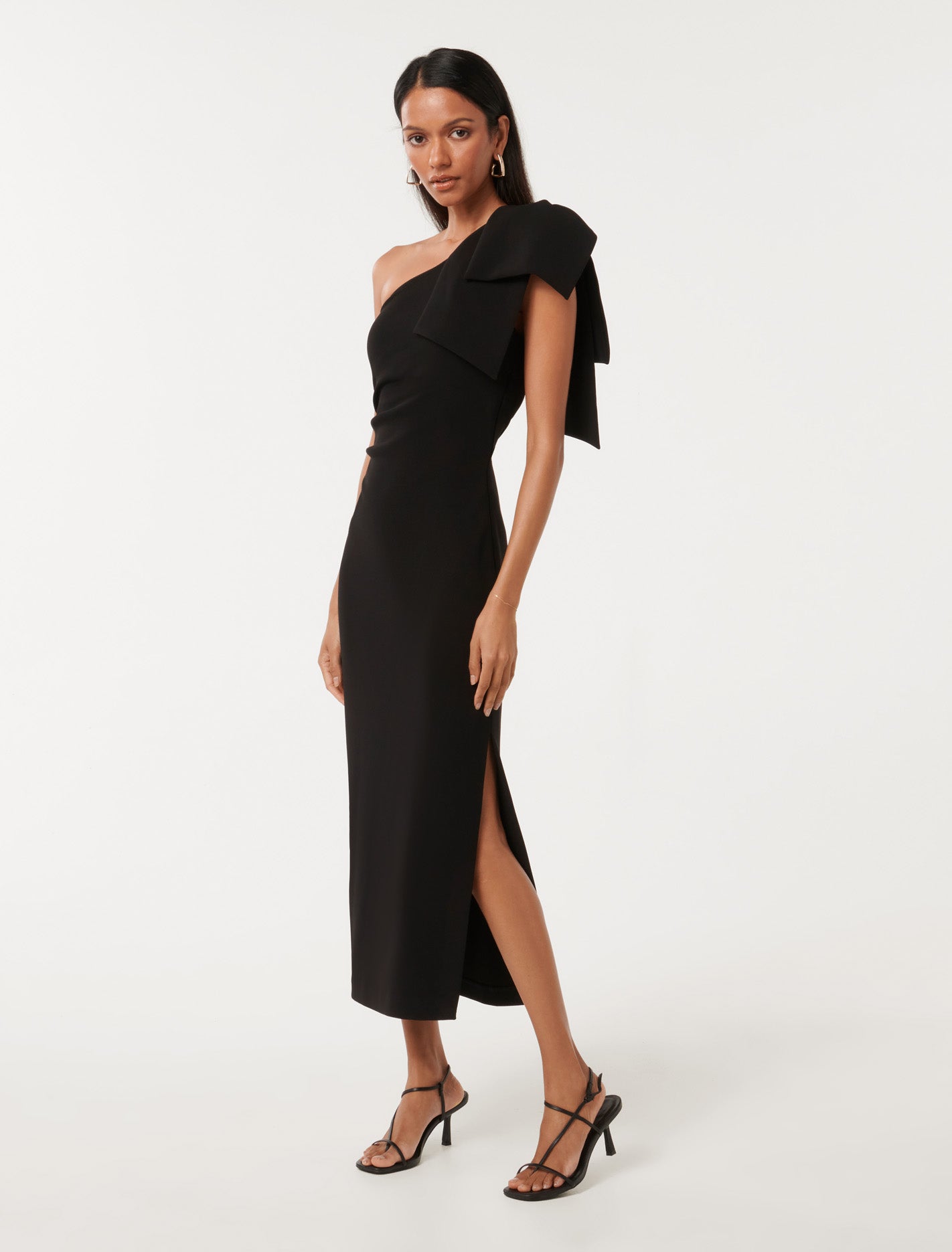 アキキ akiki ribbon one shoulder top Ⅲ Jade Petite Bow Bodycon Midi Dress Black – Ever New