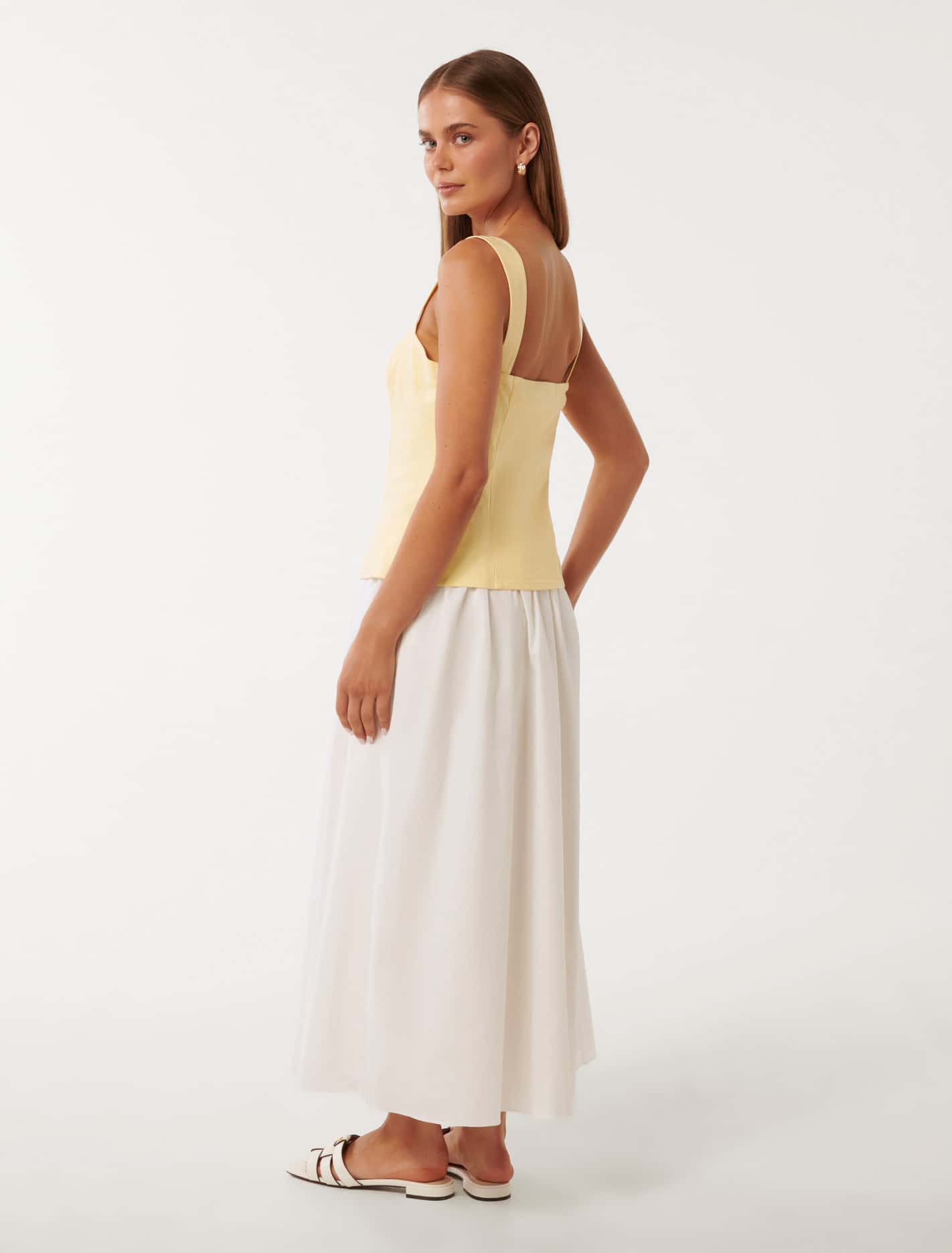 Carly Two-in-One Midi Dress Lemon/Porcelain