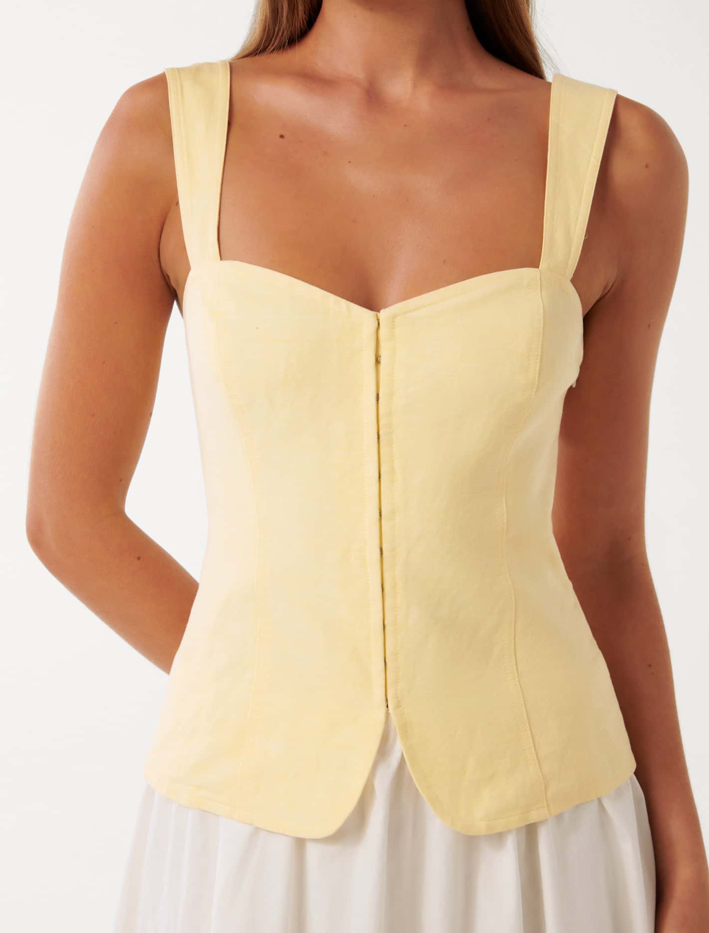 Carly Two-in-One Midi Dress Lemon/Porcelain