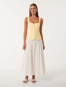 Carly Two-in-One Midi Dress Lemon/Porcelain