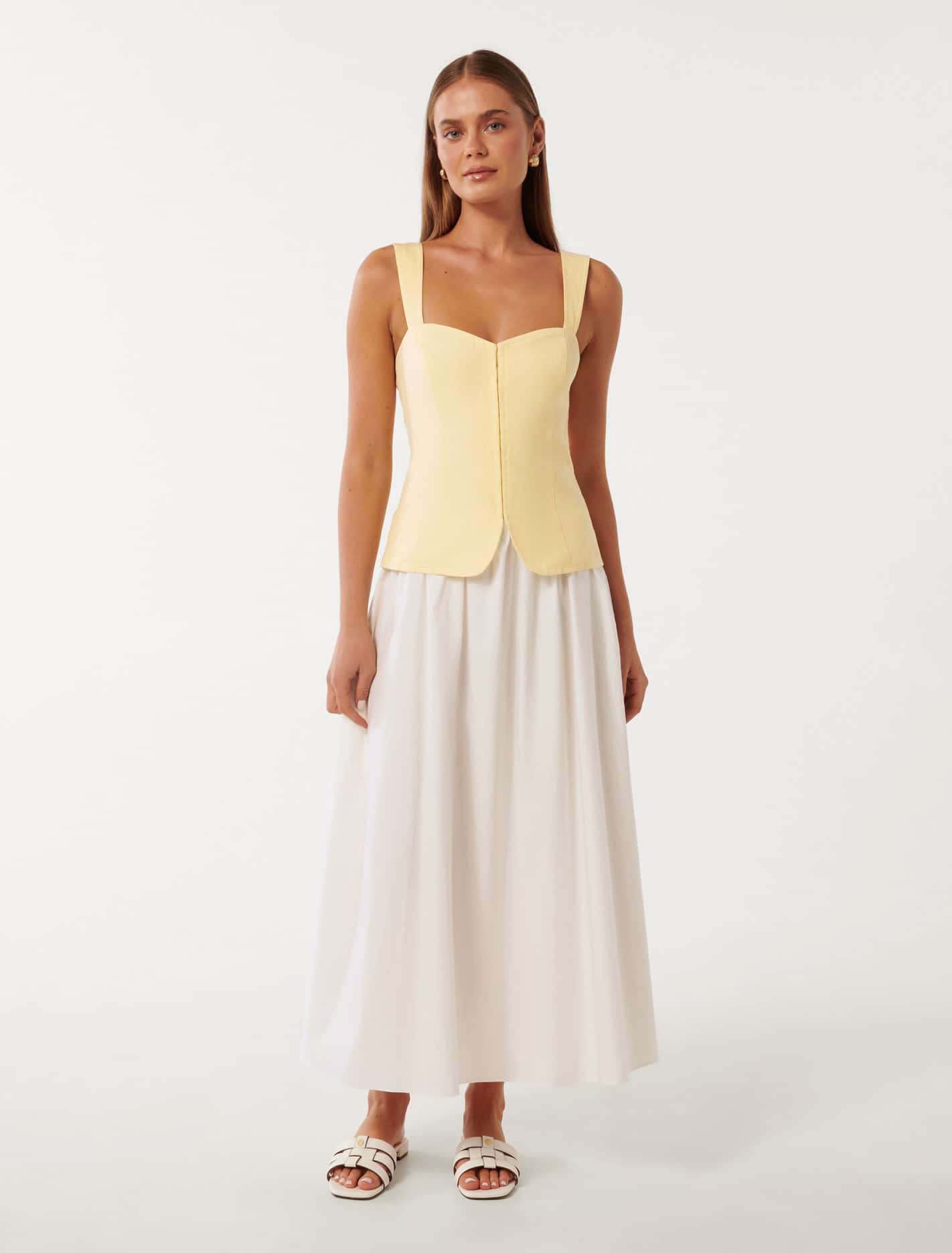 Carly Two-in-One Midi Dress Lemon/Porcelain