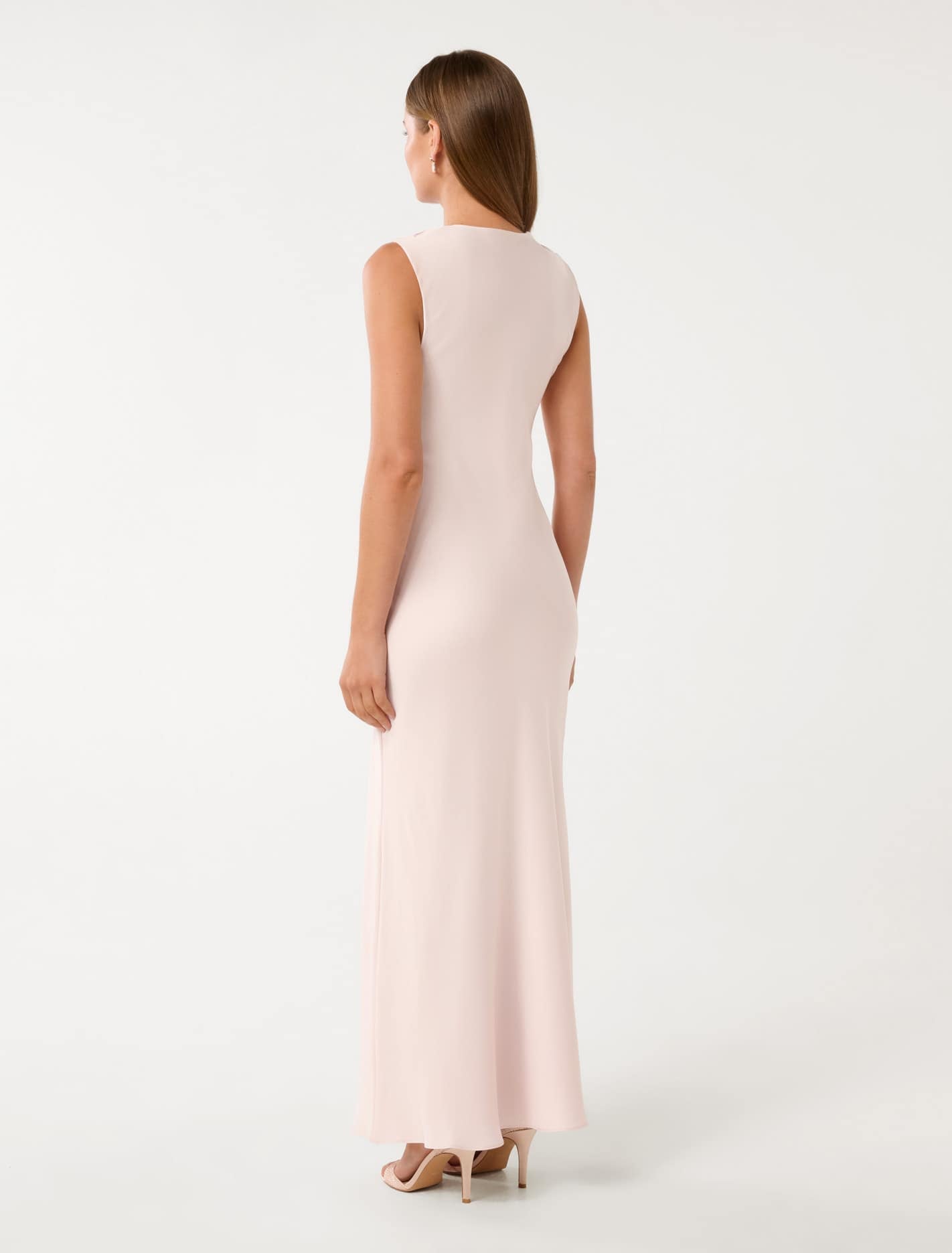 Ava Draped Satin Maxi Dress Barely Pink
