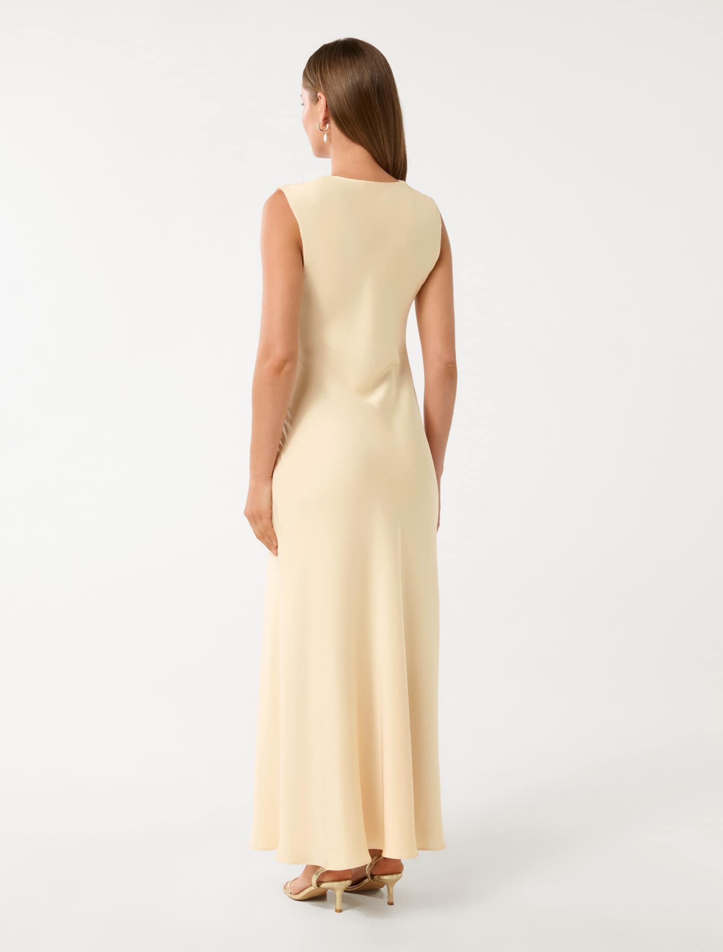Ava Draped Satin Maxi Dress Vanilla Custard