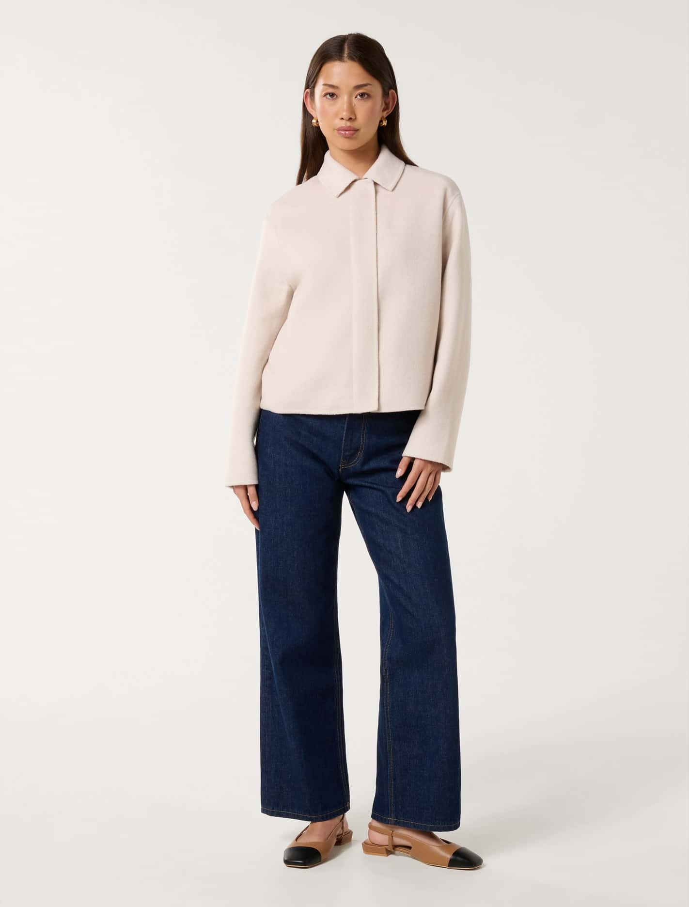Eden Zip Through Felled Jacket Cream