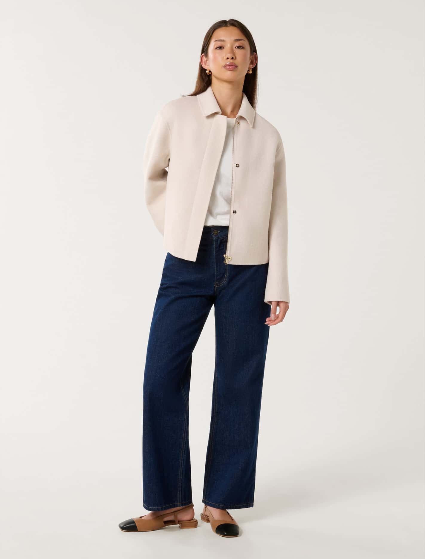 Eden Zip Through Felled Jacket Cream