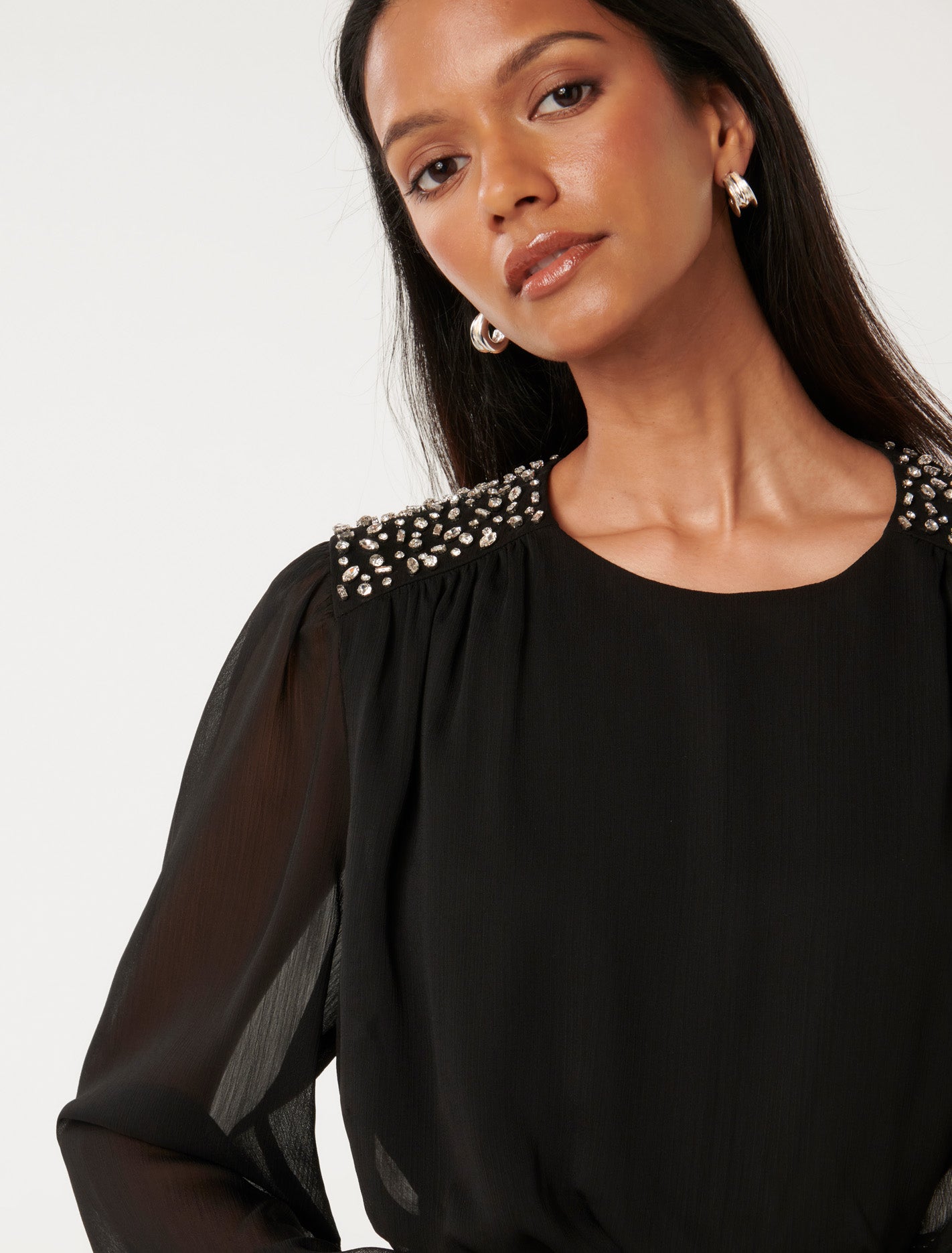 Nyla Diamante Trim Mini Dress Black