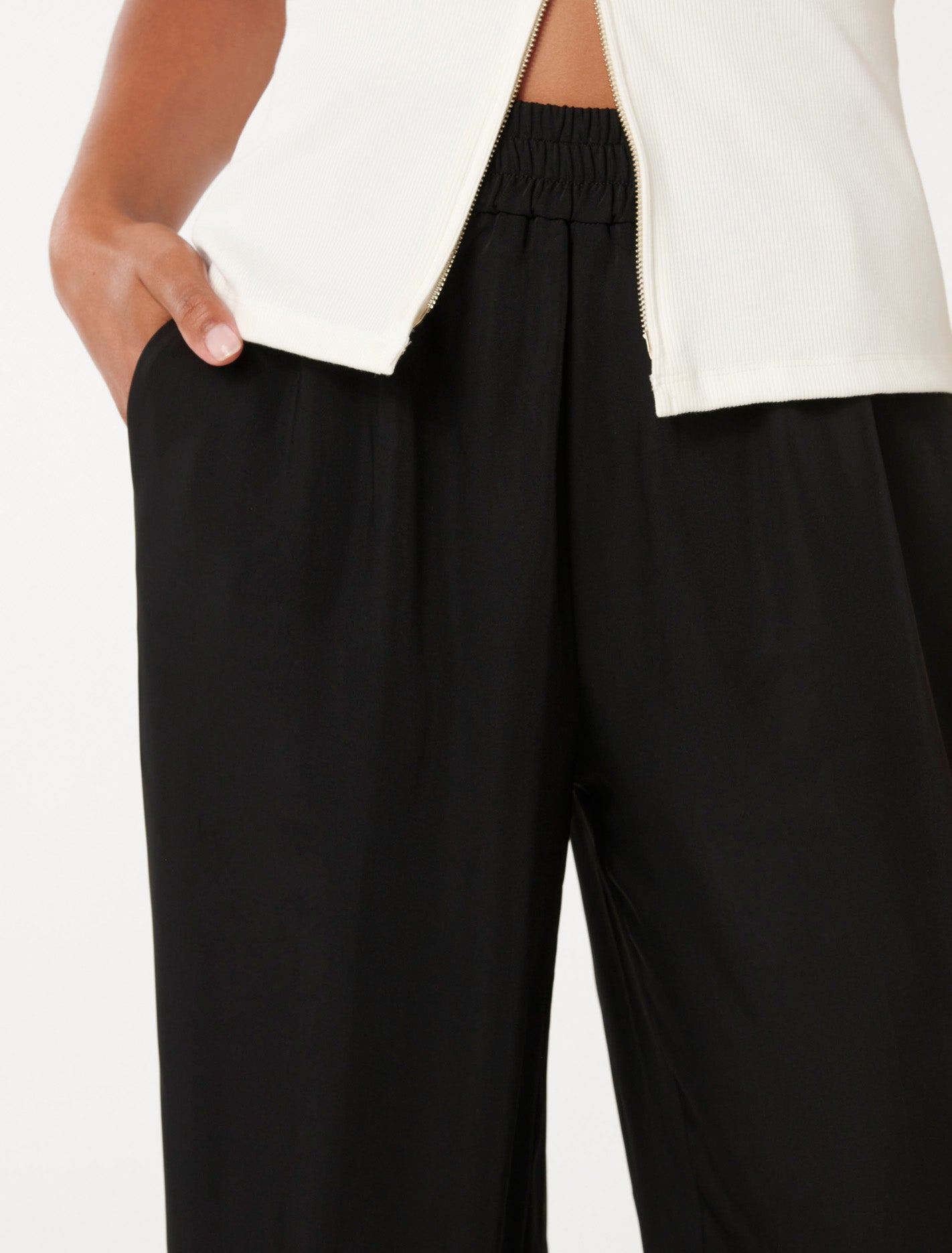 Enya Elastic Wide Leg Pants Black