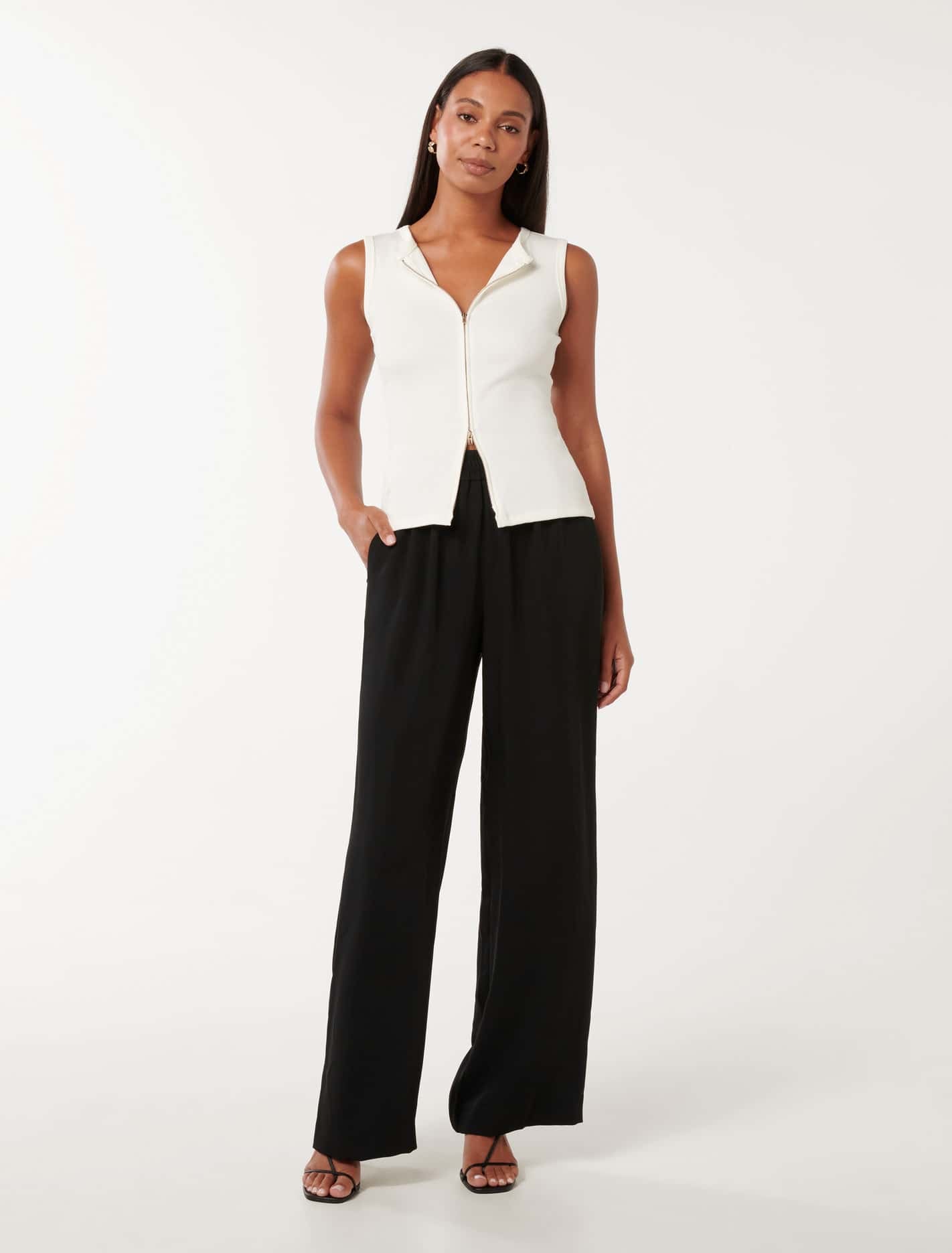 Enya Elastic Wide Leg Pants Black