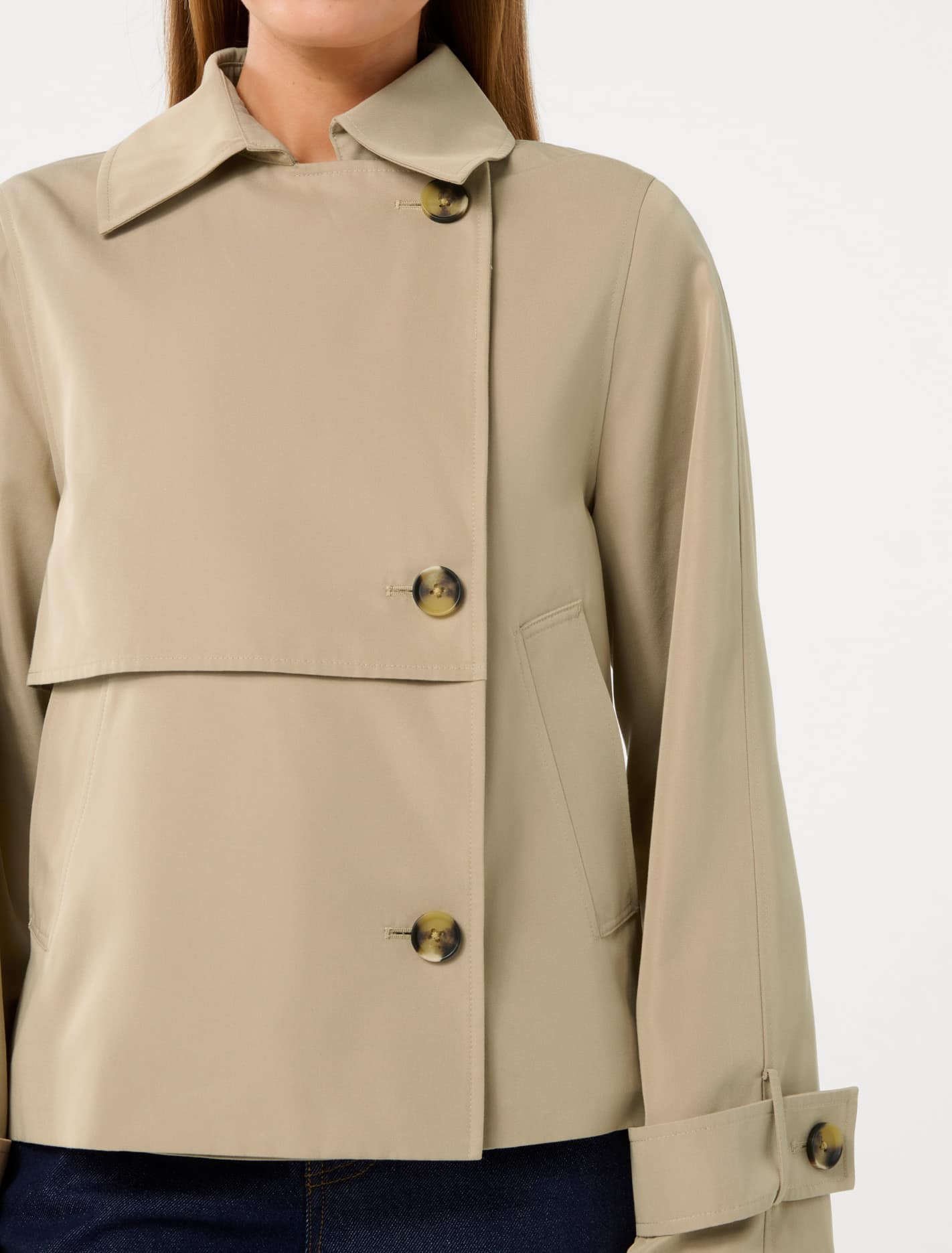 Ebony Cropped Trench Coat Camel