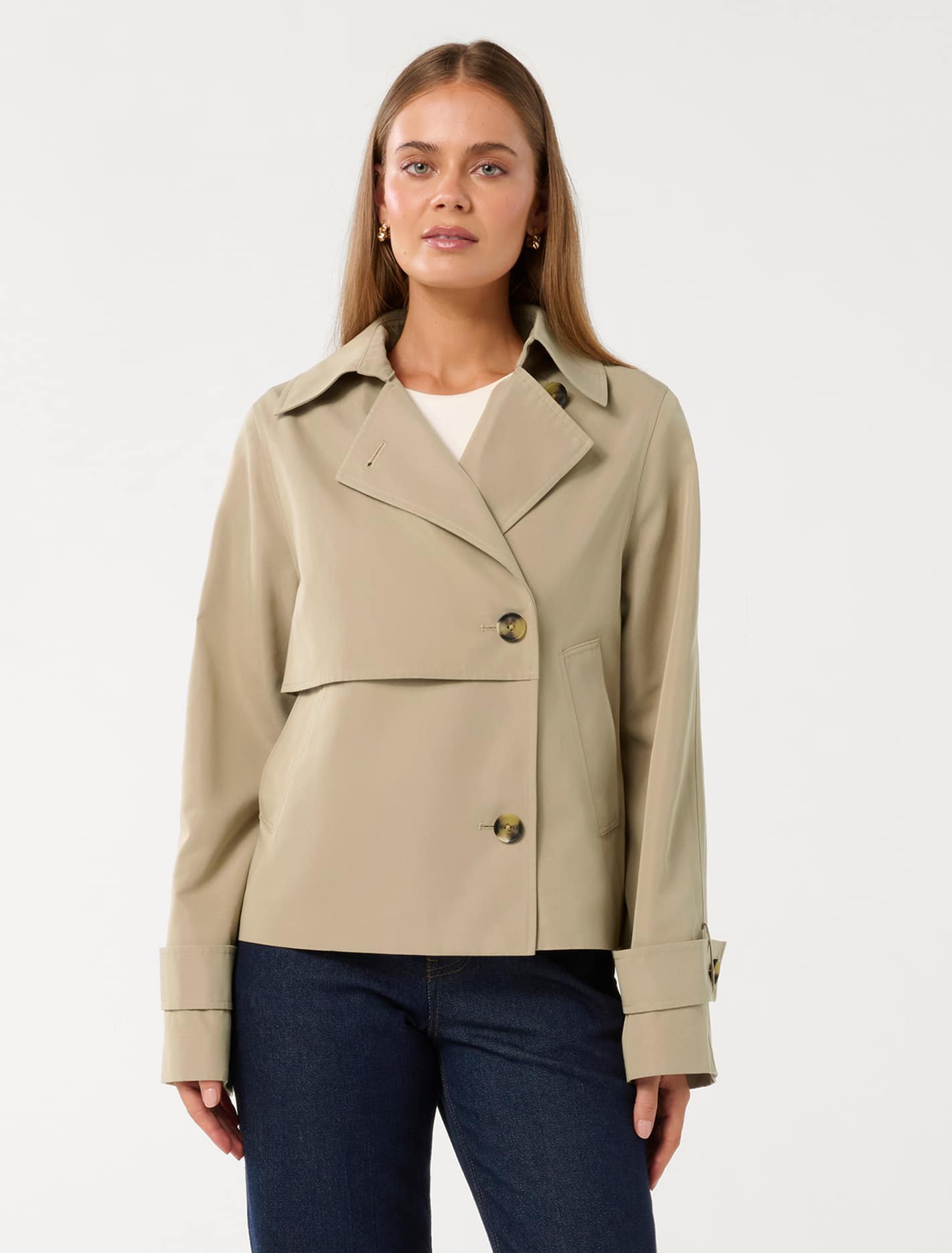 Ebony Cropped Trench Coat Camel