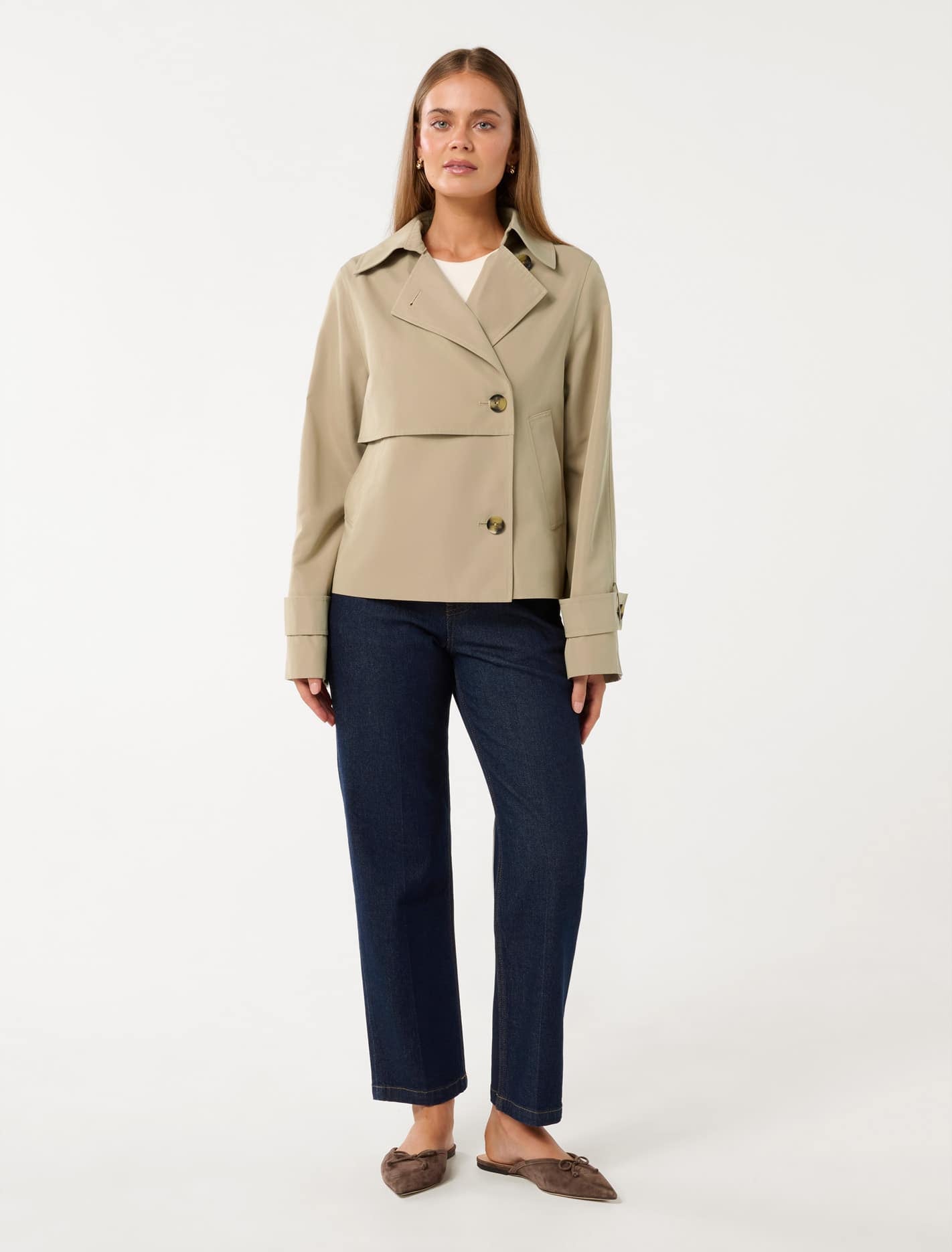 Ebony Cropped Trench Coat Camel