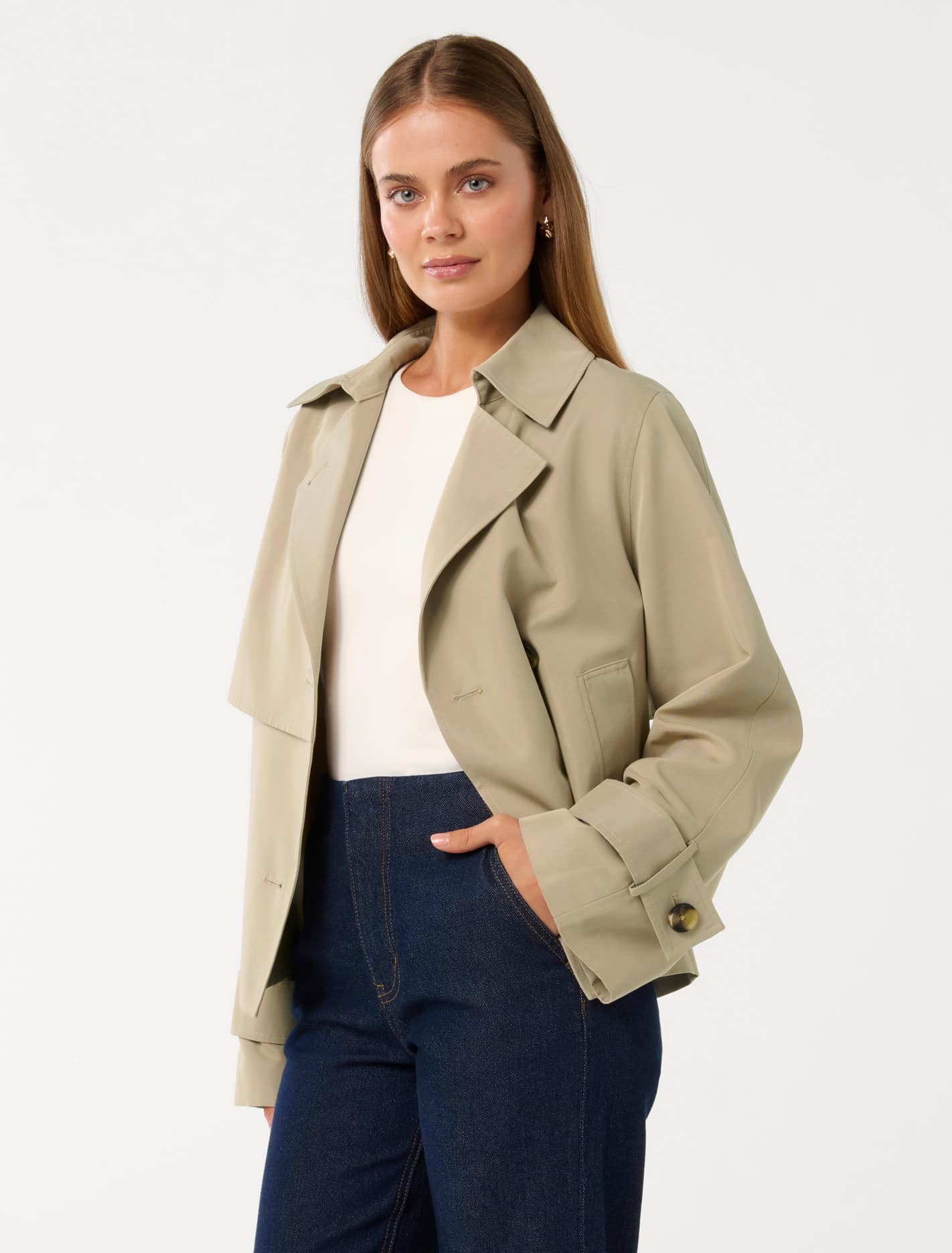 Ebony Cropped Trench Coat Camel