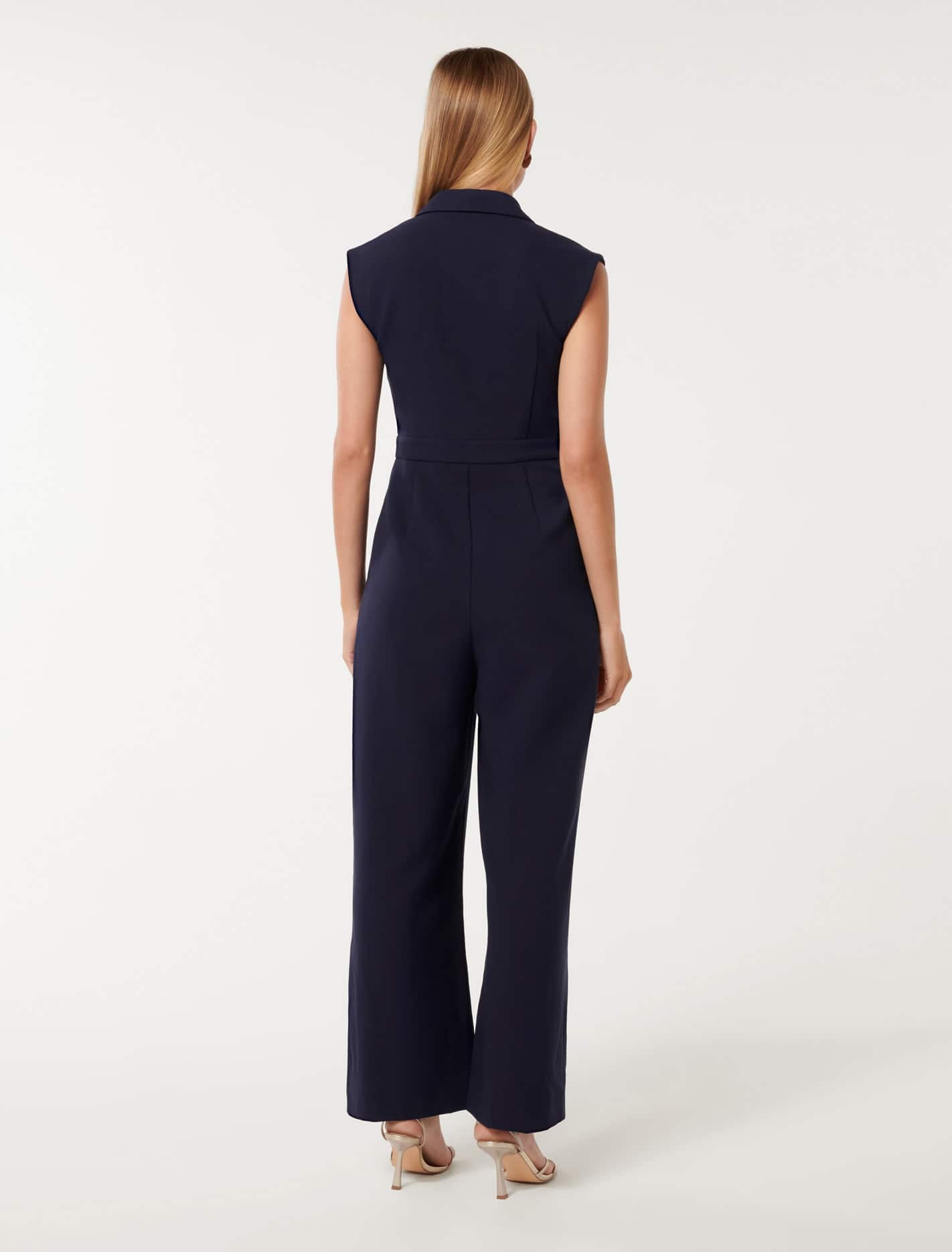 Jacey Sleeveless Tux Jumpsuit Navy