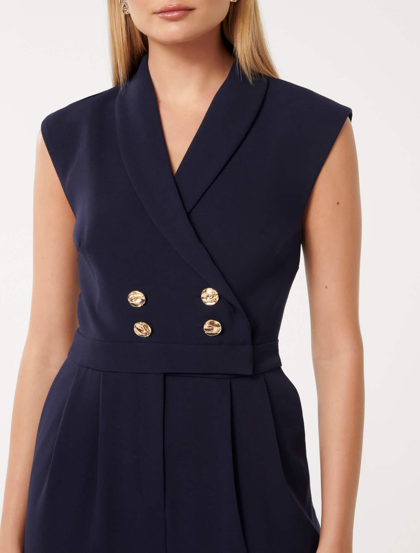 Jacey Sleeveless Tux Jumpsuit Navy