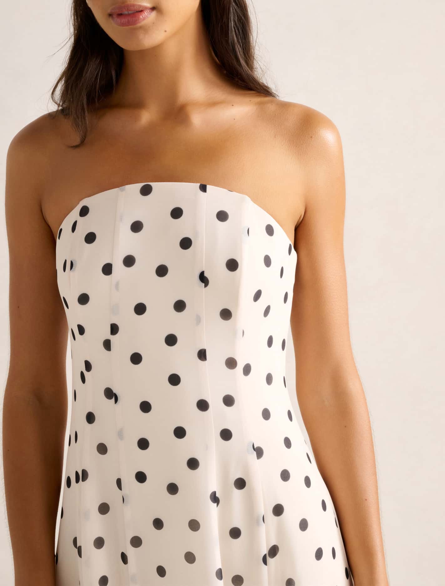 Kimora Strapless Midi Dress Porcelain Edmond Spot