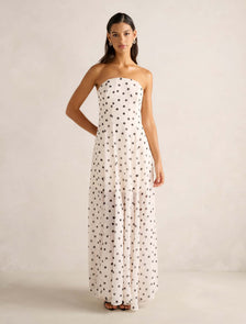 Kimora Strapless Midi Dress Porcelain Edmond Spot