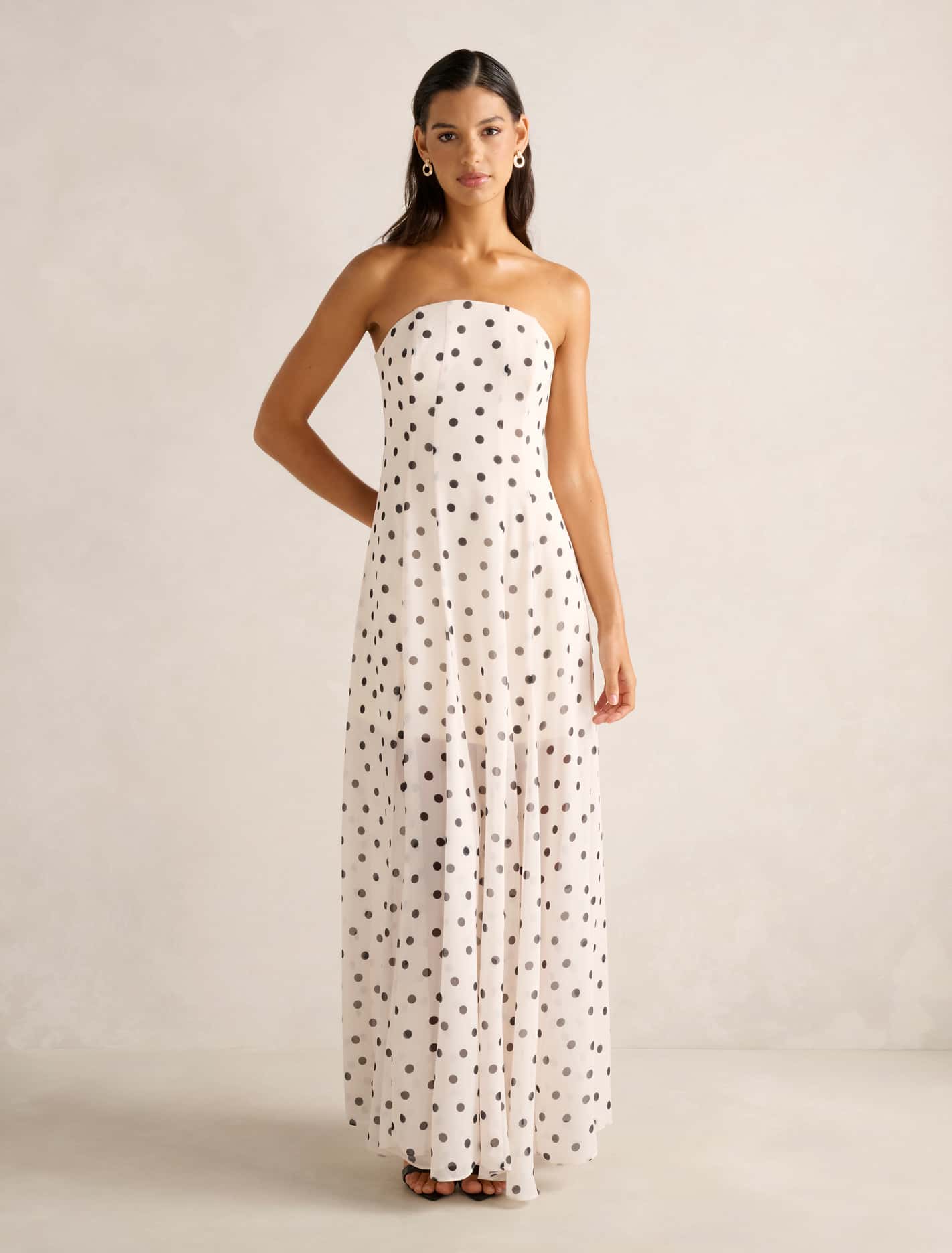 Kimora Strapless Midi Dress Porcelain Edmond Spot