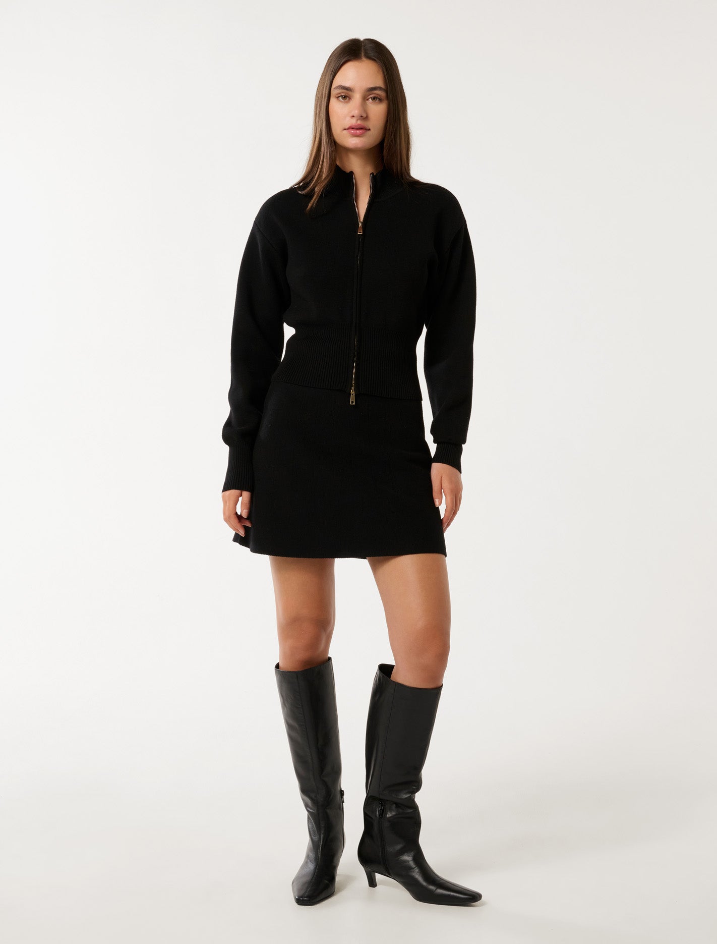 Tia Zip Co-ord Cardigan Black