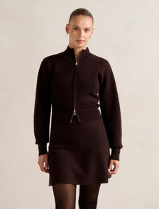 Tia Zip Co Ord Cardigan Chocolate