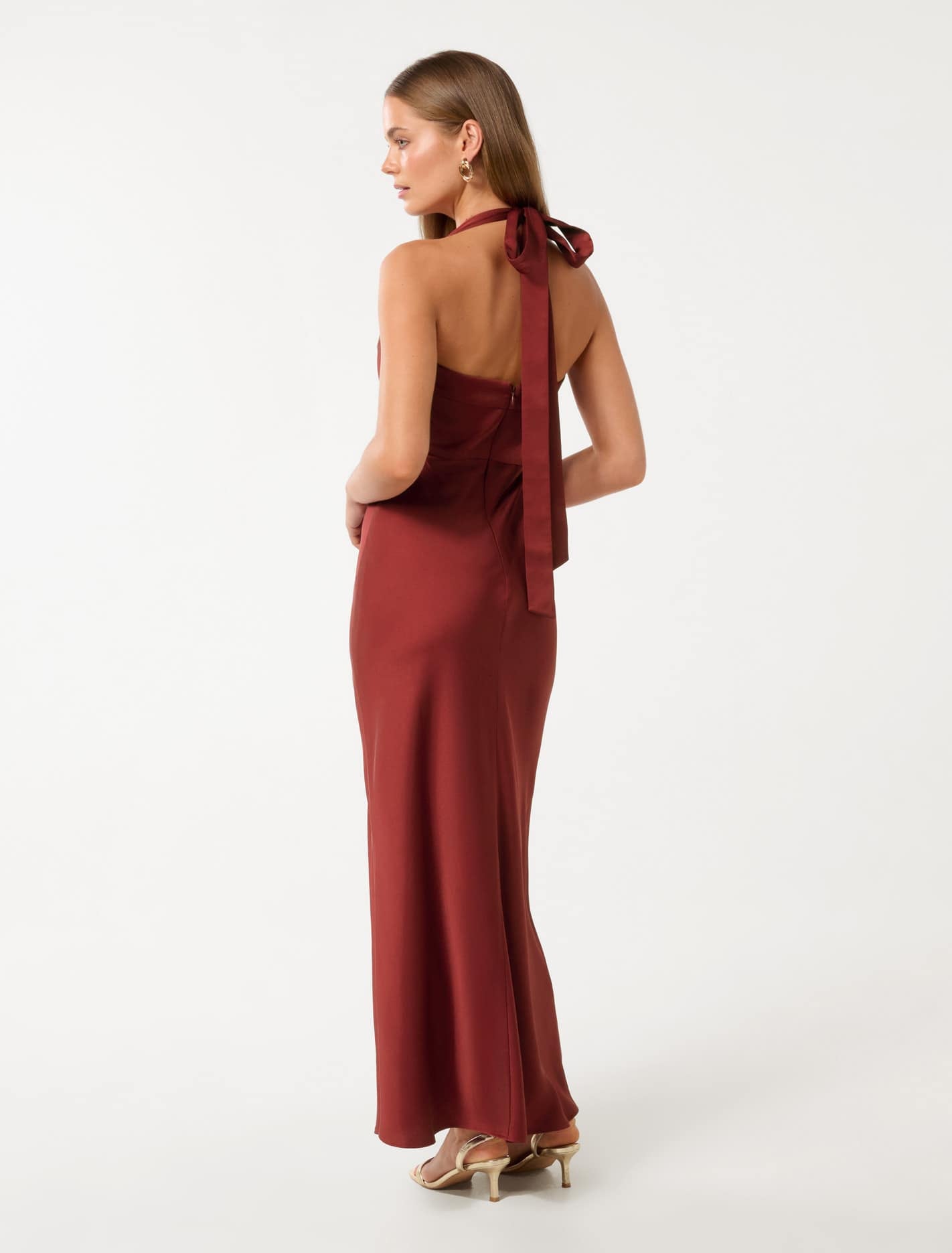 Alice Halter Satin Maxi Dress Shiraz