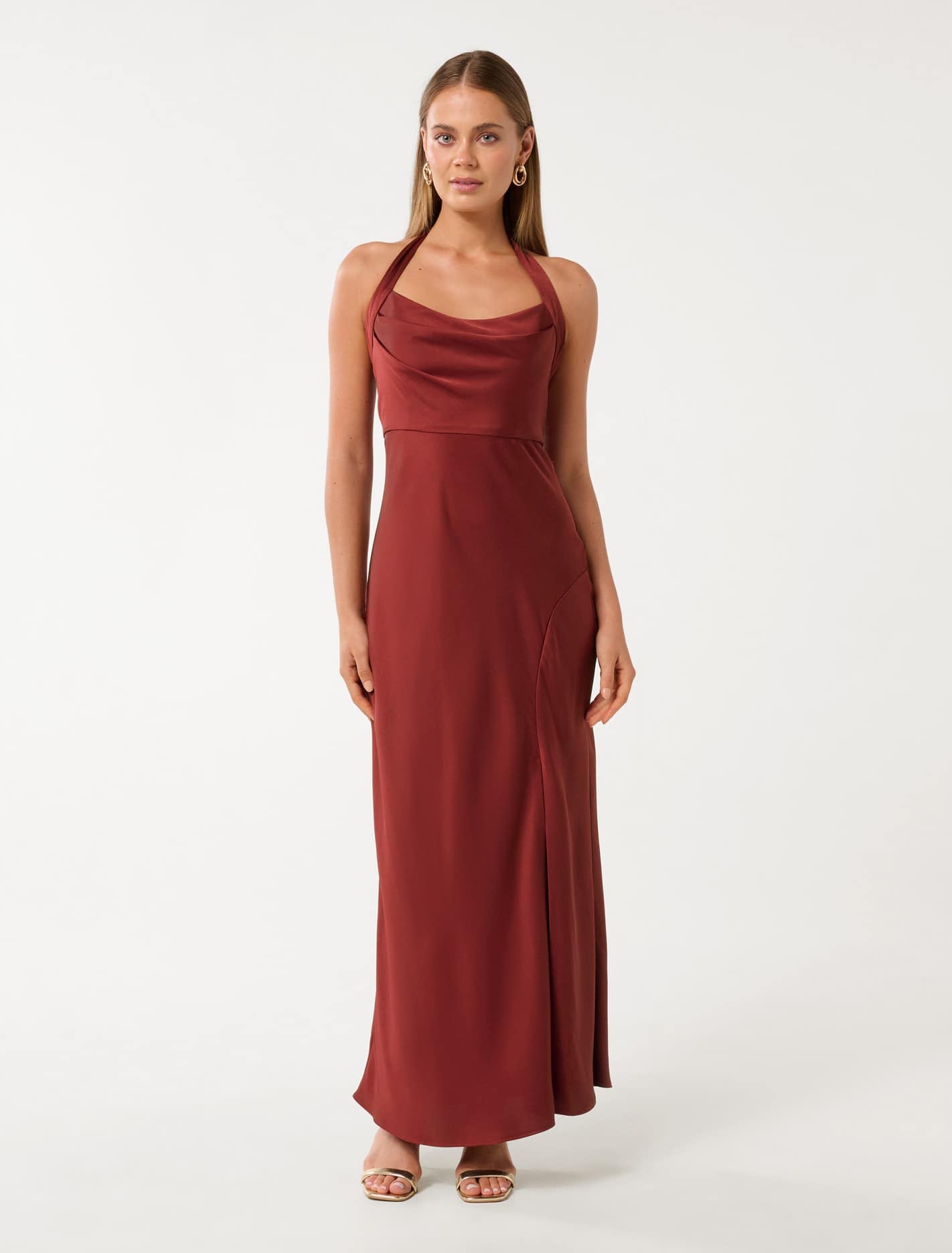 Alice Halter Satin Maxi Dress Shiraz