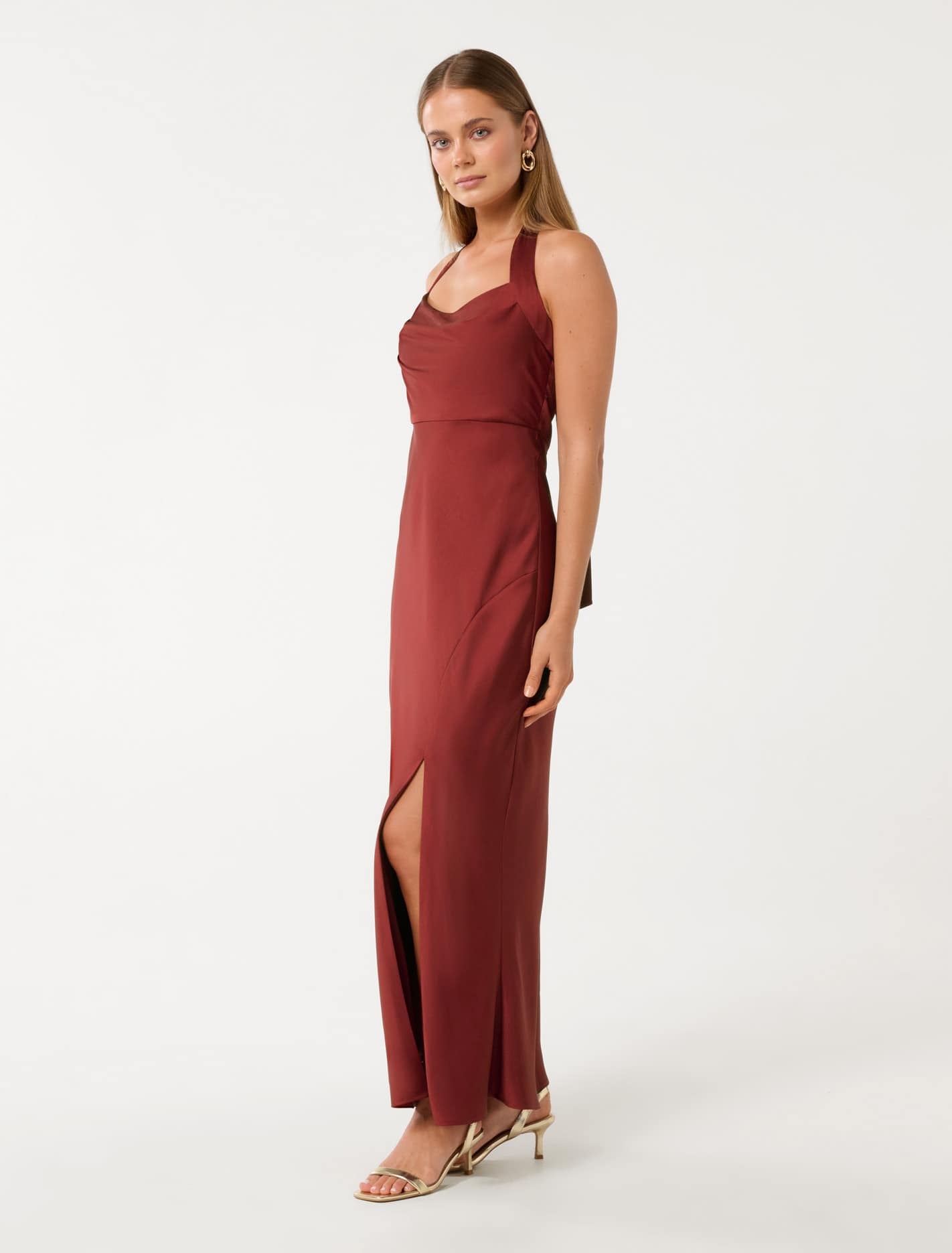 Alice Halter Satin Maxi Dress Shiraz