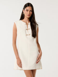 Clover Snaffle Detail Mini Dress Porcelain